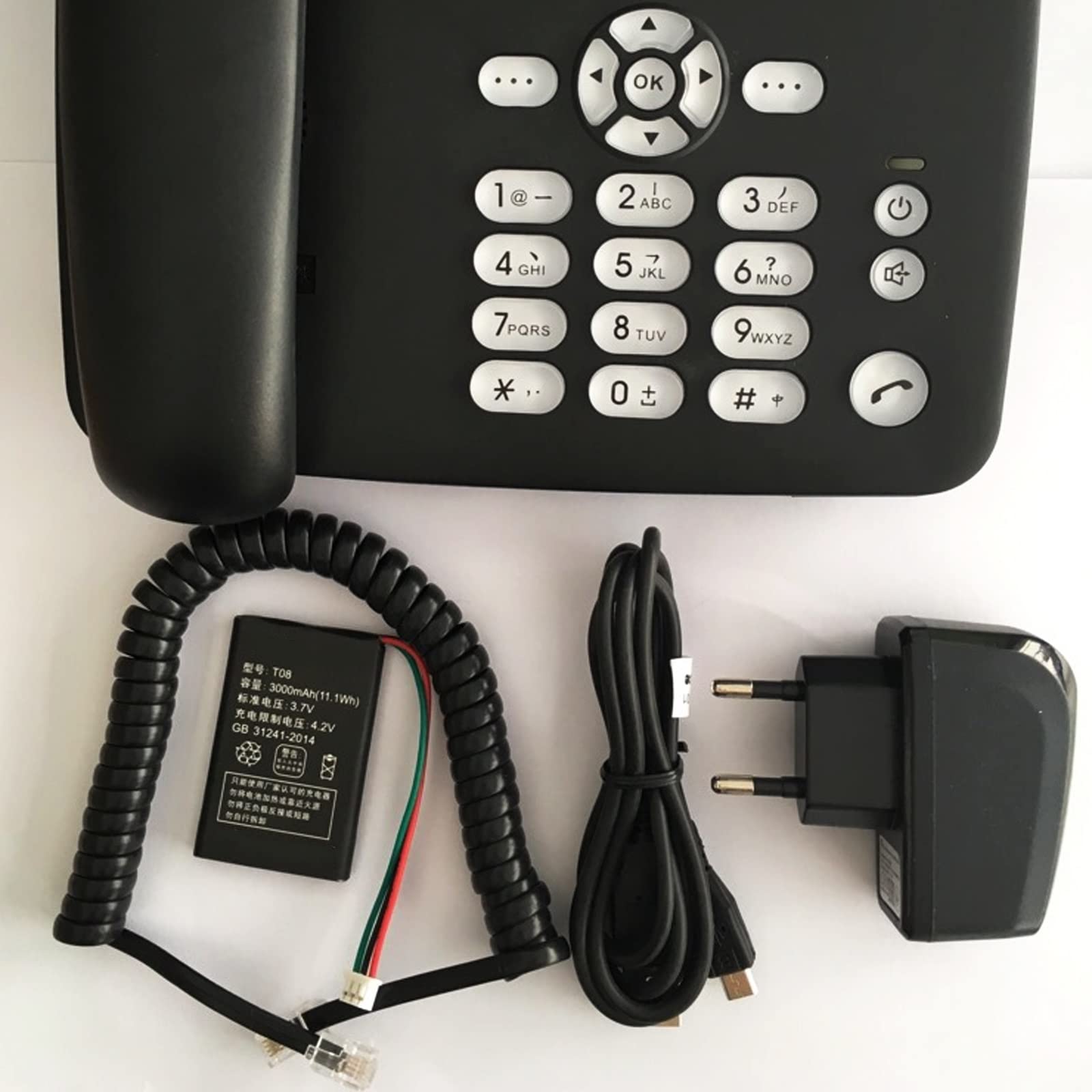 HJXGQJM Telefono domestico GSM in nero, wireless Quad Band, telefono da scrivania con slot per scheda SIM, vivavoce, ID chiamante, per ufficio, hotel, telefoni fissi, affari