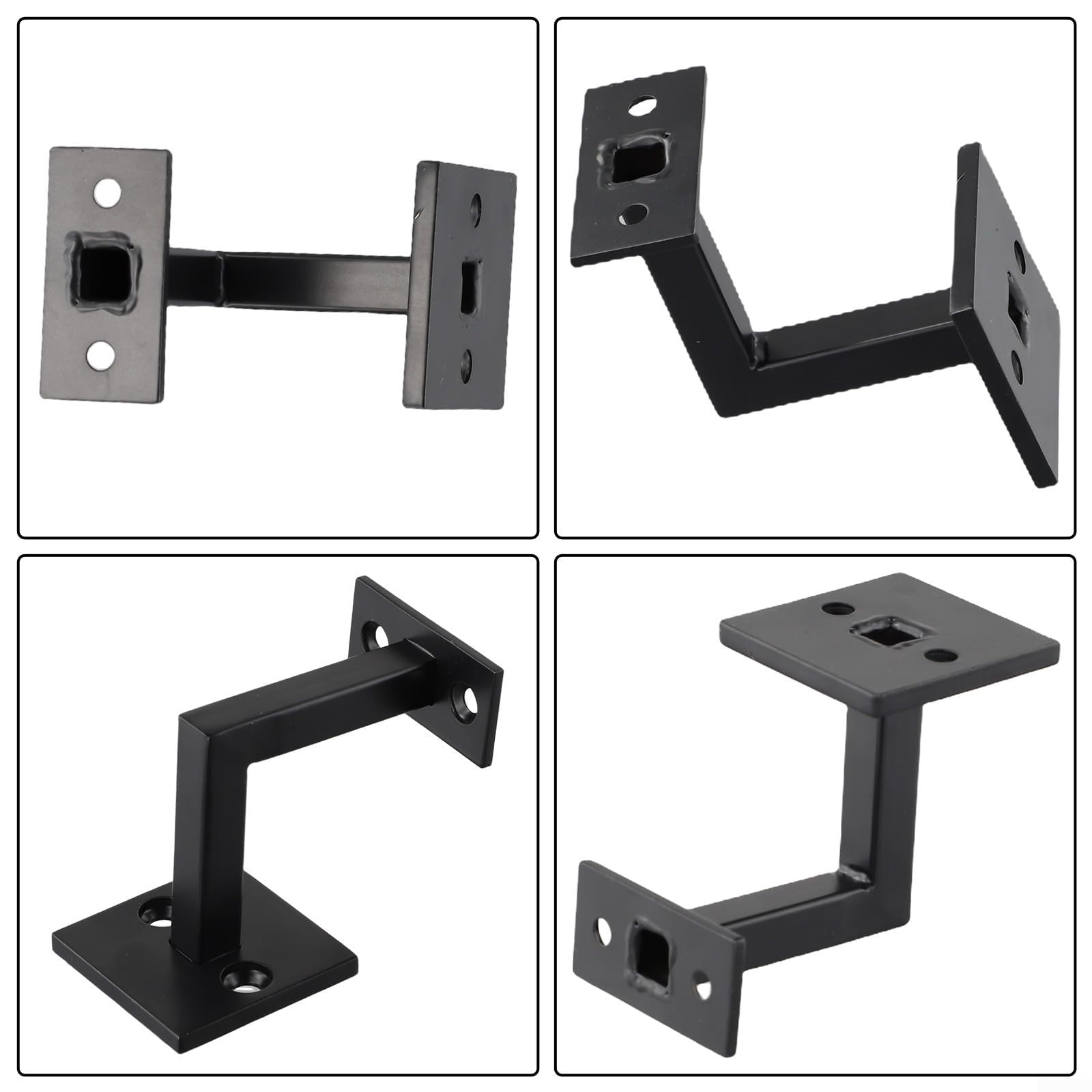 Set di 4 staffe da parete in acciaio inox 304 per scale, finitura nera, facile installazione, resistenti alla ruggine.