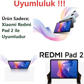 Xiaomi Redmi Pad 2 11 İnç Ile Uyumlu 360° Dönebilen Standlı Tablet Kılıfı, Ekran Koruyucu Ve Kalem Seti, Siyah