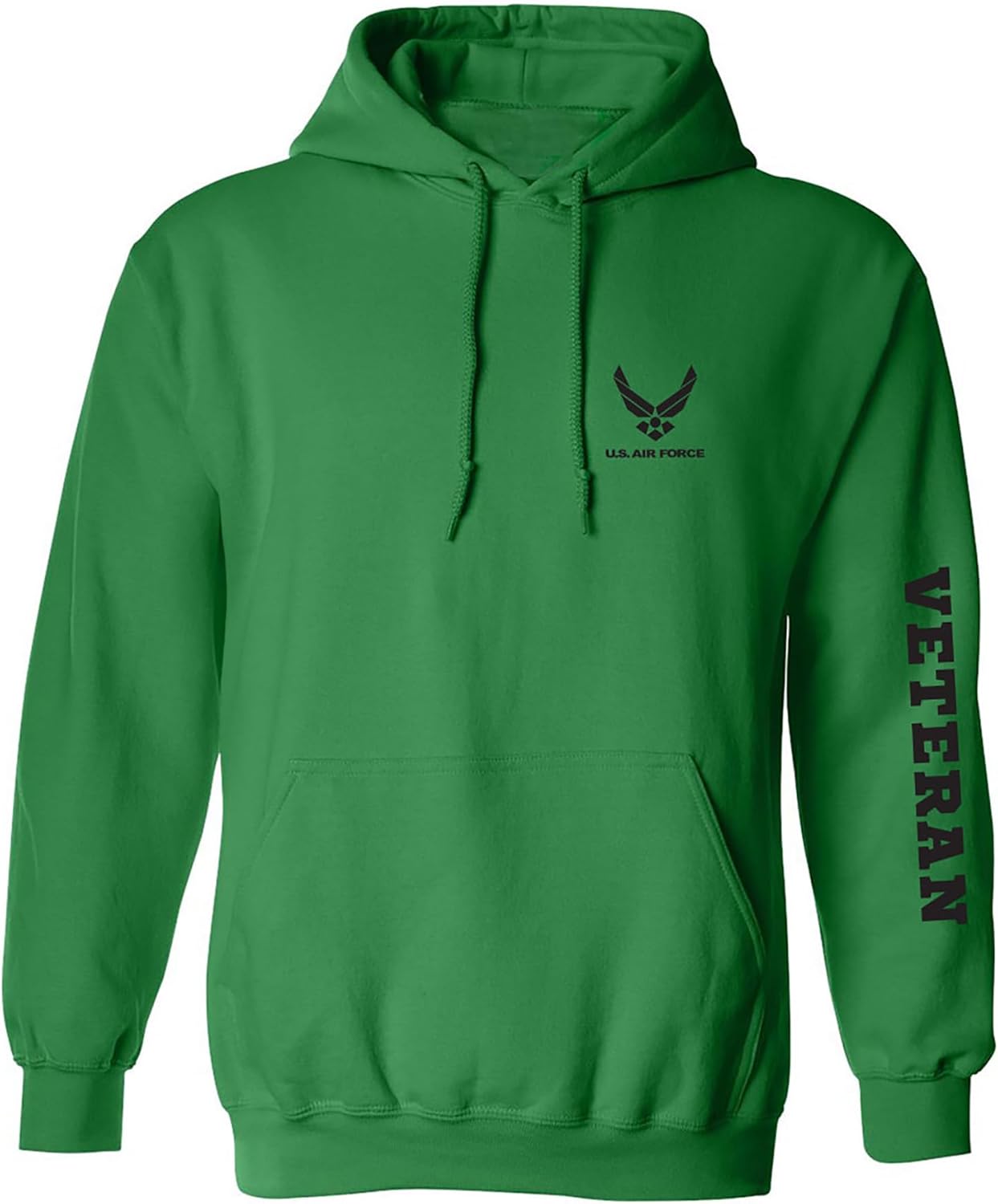 zerogravitee Air Force Veteran Black Sleeve Print Adult Hooded Sweatshirt