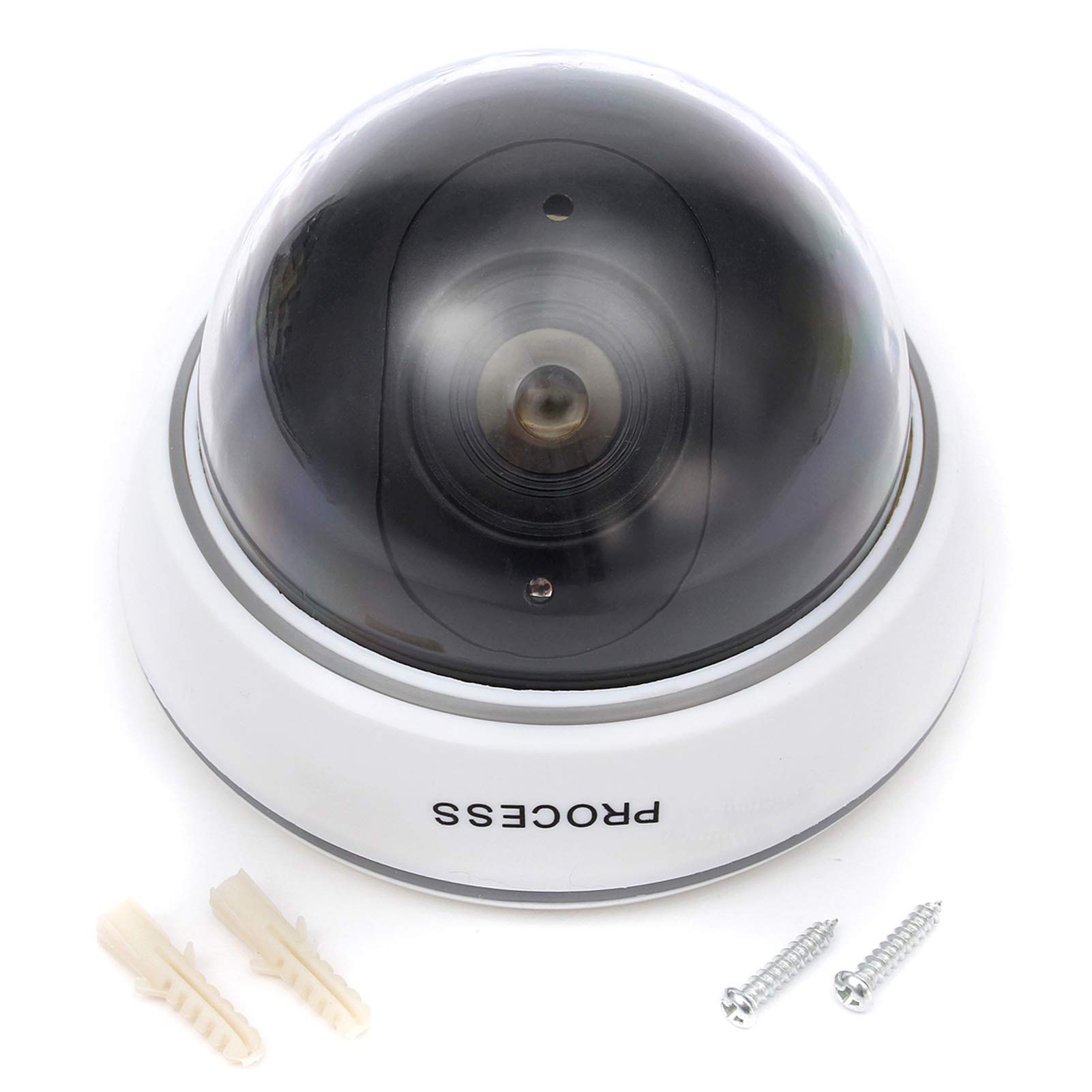 1Pc Telecamera di Sorveglianza Finta a Cupola con Luce Rossa Lampeggiante, Aspetto Realistico per Uso Interno ed Esterno