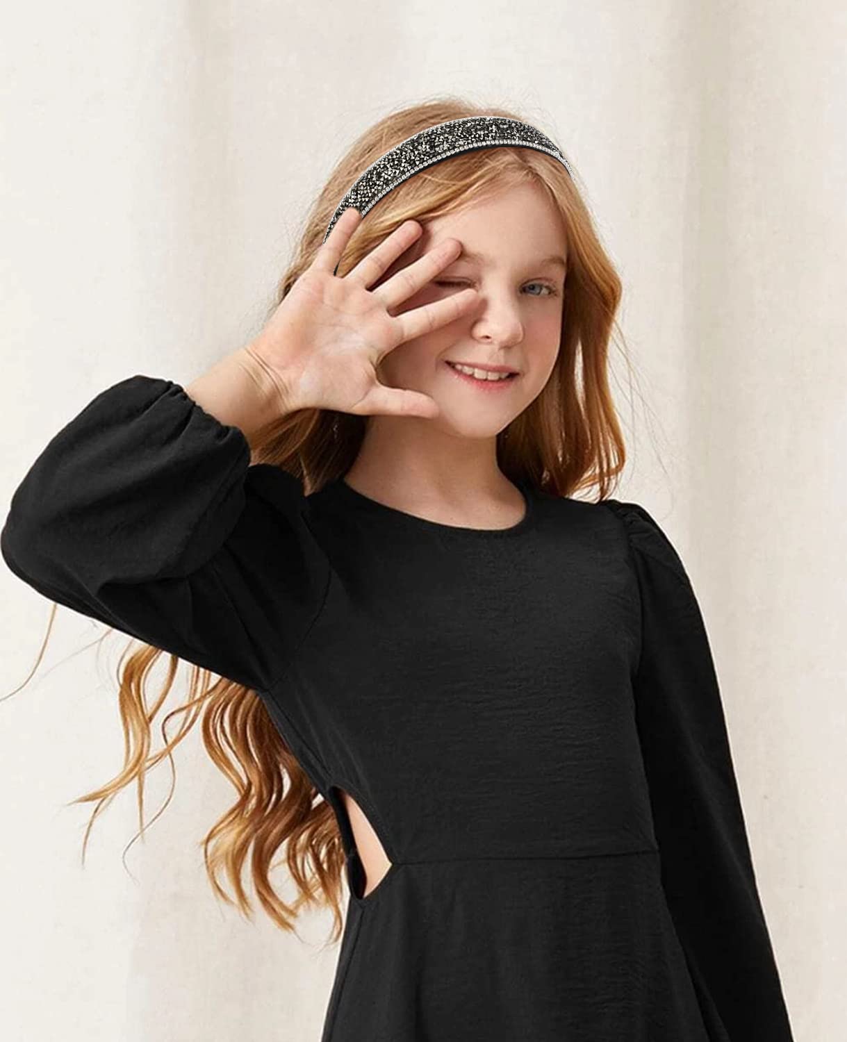 Wecoe 2 Pack Rhinestone Headbands Women Black Silver Headband Wide Headbands For Women Non Slip Fashion Bling Sparkly Diamond Holiday Headband Birthday Wedding Bridal Hair Accessories For Women Girls - Image 3