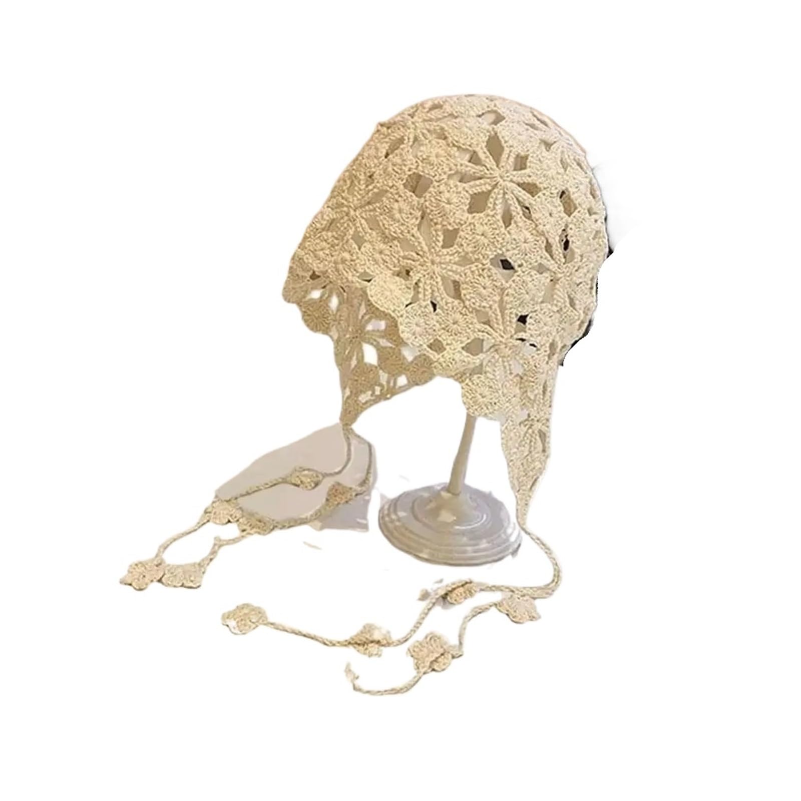 Gorro de punto calado y sombrero de ganchillo ahuecado LOVSSU tejido con flores de encaje