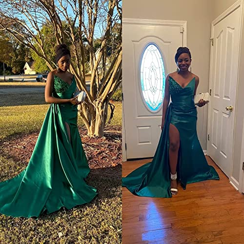 Beaded Prom Dresses 2025 Strapless Mermaid Sequin Long Satin Formal Dresses Evening Gowns Bridesmaid Dresses with Slit - Image 7