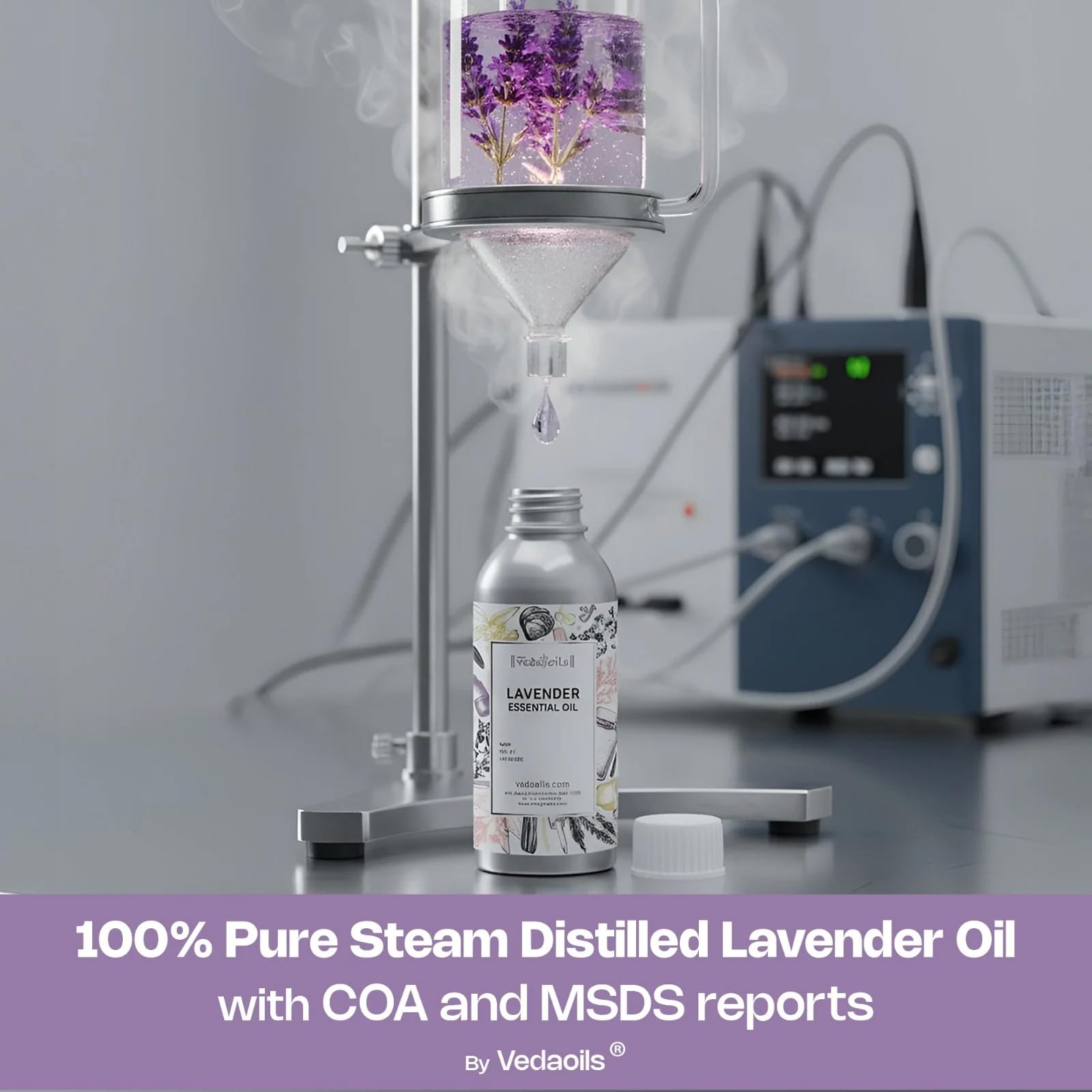 VedaOils Lavender Essential Oil for Relaxation, Sleep & Stress Relief | 100% Pure & Natural Aromatherapy Oil for Diffuser, Skin & Hair Care | Calming Floral Scent - 100ml - Image 4 thumbnail