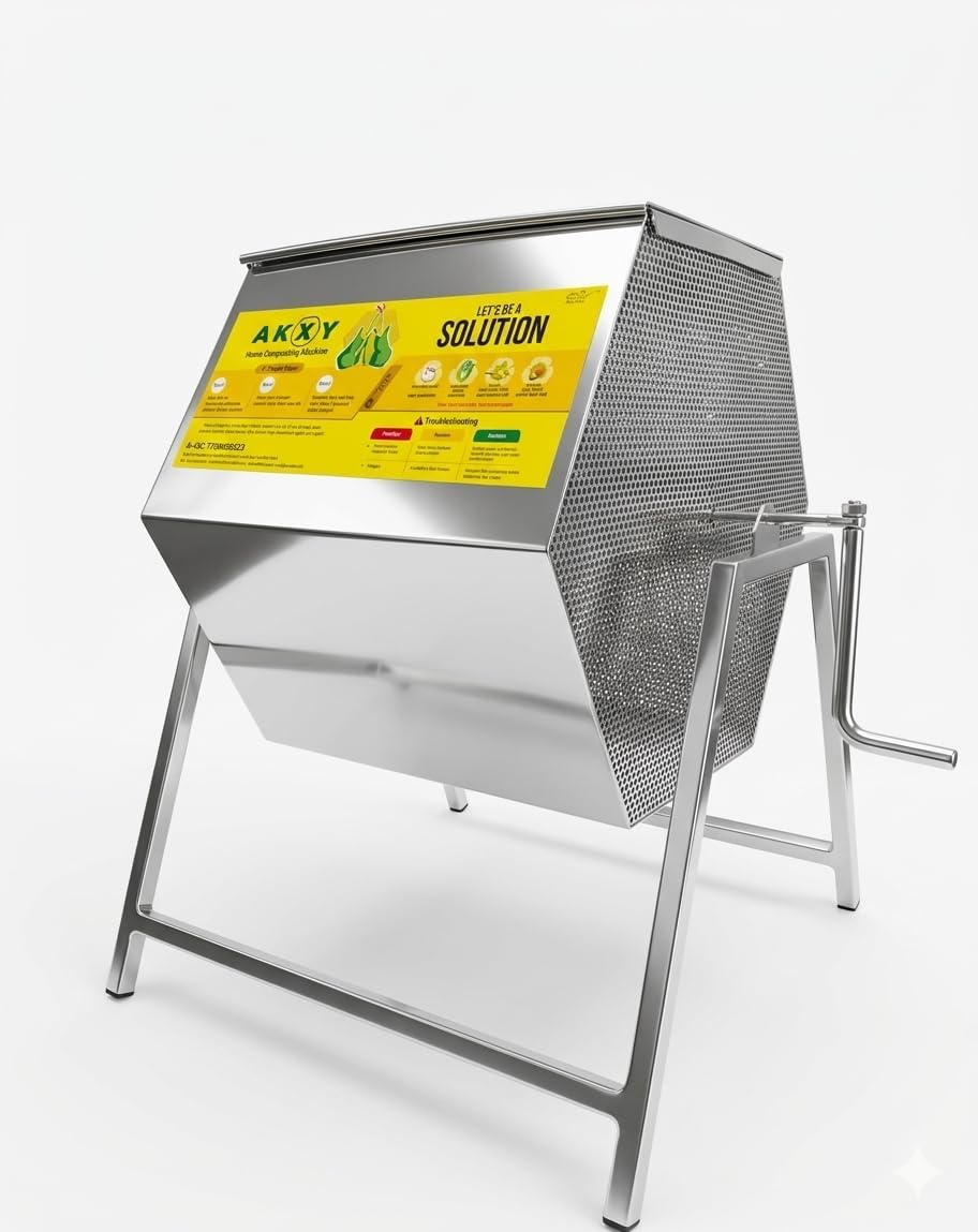 AKXY SS-30 Stainless Steel Home Composting Machine 30L | Odour-Free Kitchen Waste Compost Bin | Heavy Duty Rust Resistant Tumbler Composter for Home, Balcony, Terrace & Garden-image-23
