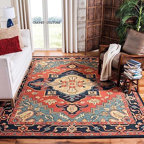 Image of Carpet Mahal Handmade Handwoven Tufted Made of 100% Soft Blended Wool Export Quality Carpets with 1 Inch Thickness (6x9 Feet) Color Multi