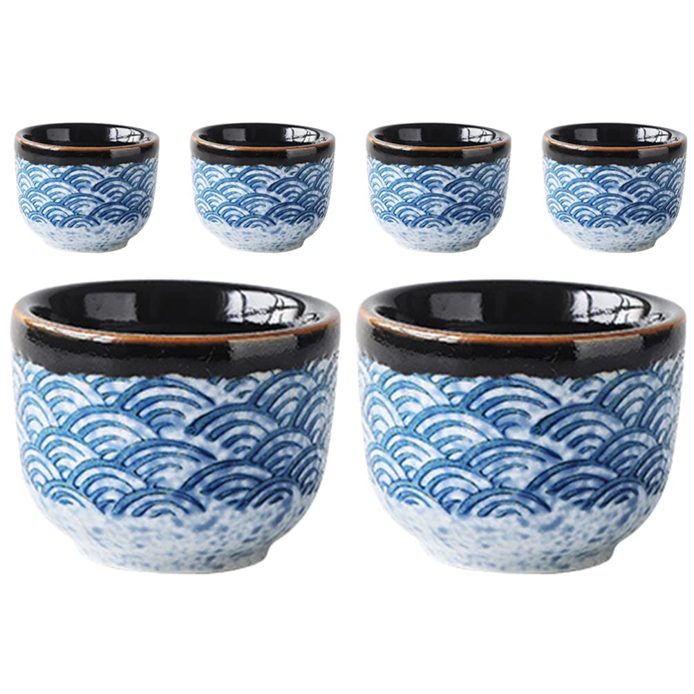 CALLARON 6 Stück Teetassen aus Keramik mit Rundem Design Einfach zu Reinigen Multifunktional für Haushalt und Büro Kompaktes Teegeschirr im Japanischen Stil