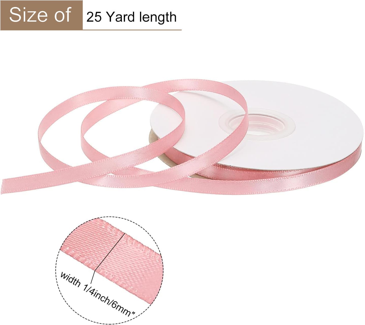 TOP-VIGOR 6mm 25 Yard Satin Ribbon, Single Sided Grosgrain Thin Solid Silk Ribbon - Image 2