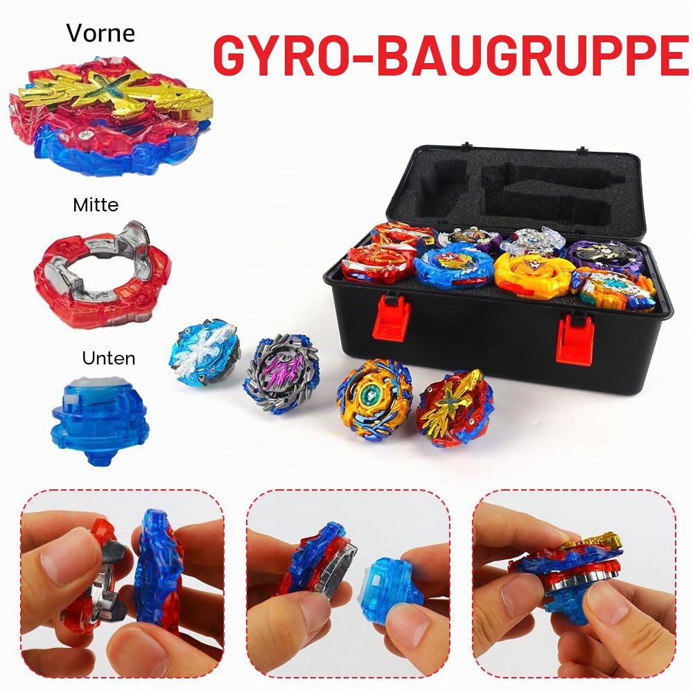 12in1 Kampfkreisel Set, 12 Kampfkreisel 2 Launchers, Bey Burst Turbo Blade Set, Kreisel BattleSet Mit Tragbare Aufbewahrungsbox, für Kinder Geburtstag Weihnachten Geschenk