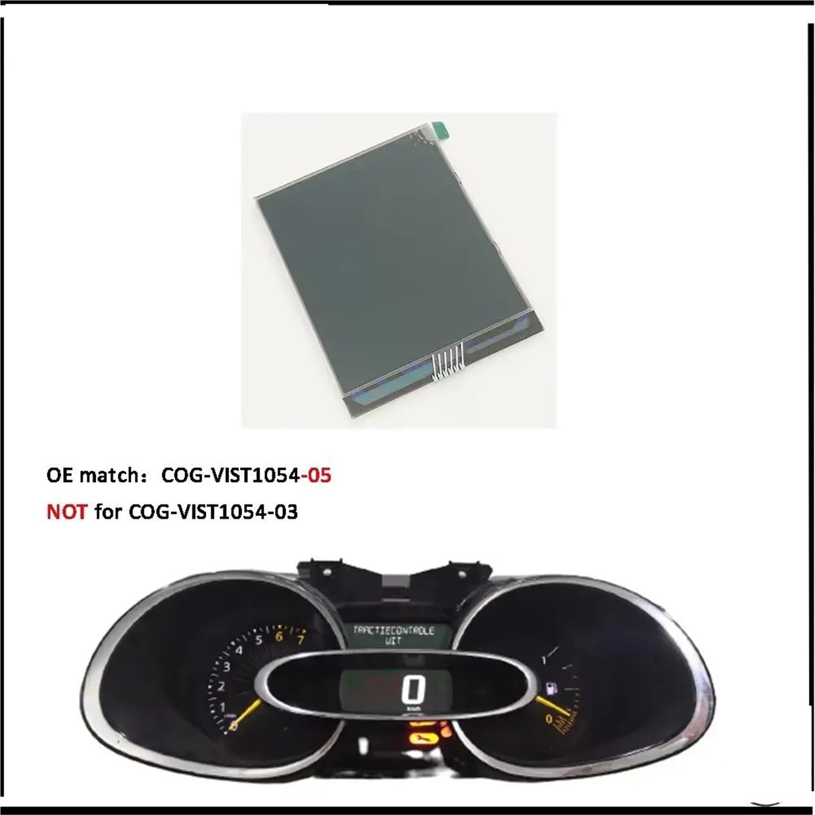 Pantalla Coche Salpicadero COG-VIST1054-05 Pantalla LCD para cuadro de instrumentos coche compatible con Clio IV (2012-2019) y Trafic III (2014 en adelante)