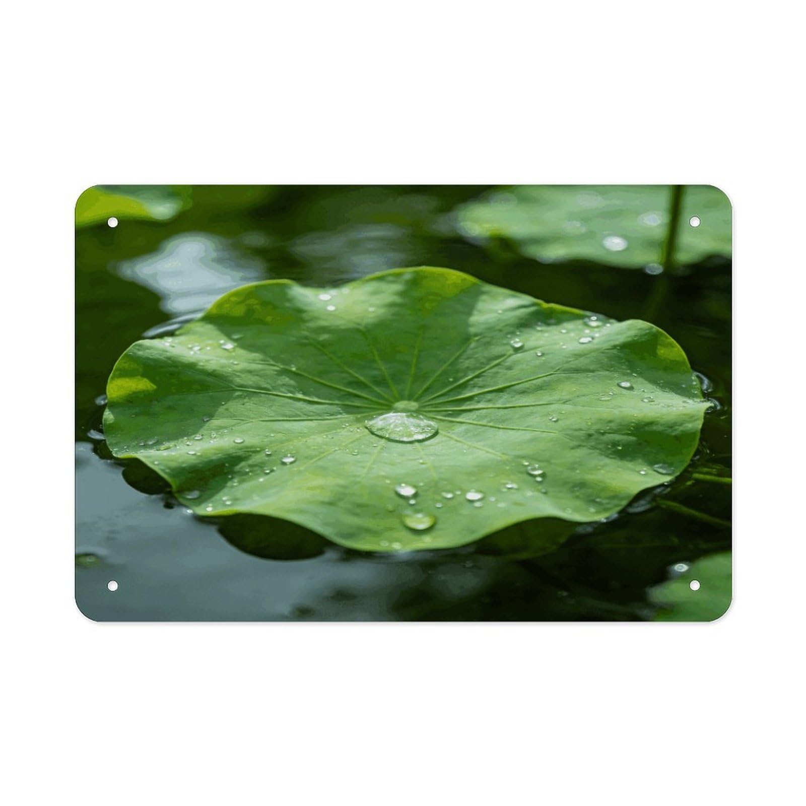 Fodpand Style Green Lotus Leaf Wall Art Metal Tin Signs Bar Metal Tin Sign Wall Decor For Home Living Room Bedroom Toilet Hotel Halloween Decor Gifts 7.9X 11.8 Inch