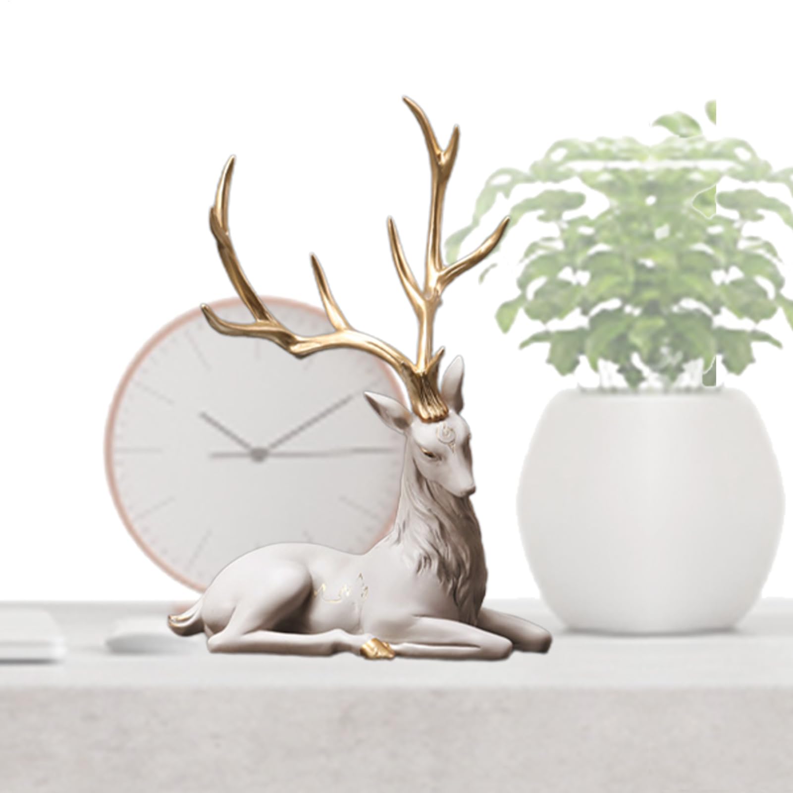 Generisch Figurka renifera, rzeźba renifera Ative | elegancka figurka jelenia na Boże Narodzenie, figurki zwierząt łosia z żywicy do dekoracji wnętrz