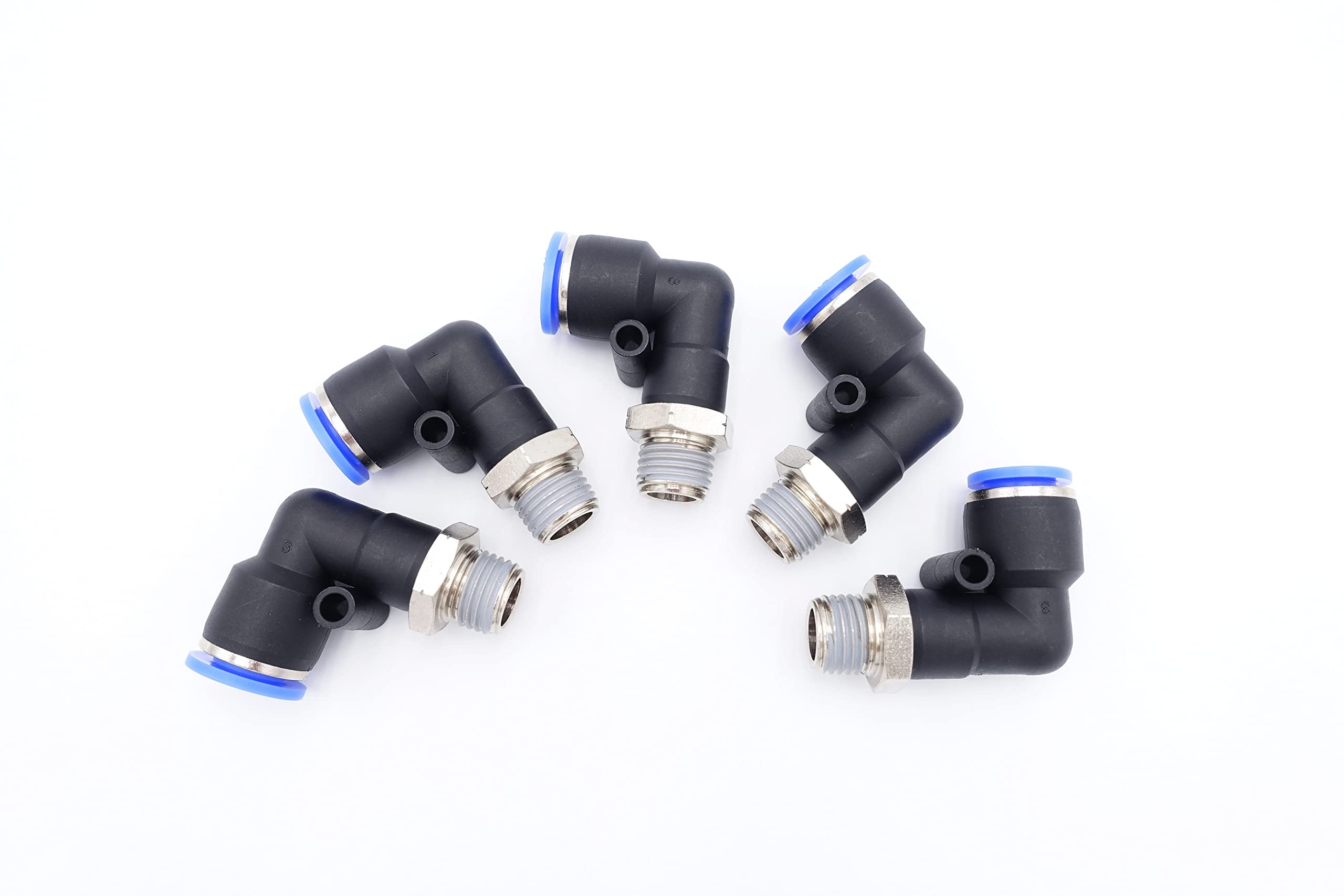 Empuje para conectar el tubo de 3/8" OD x 1/4" macho NPT, neumático aire agua 90 grados conector de codo giratorio (paquete de 5)