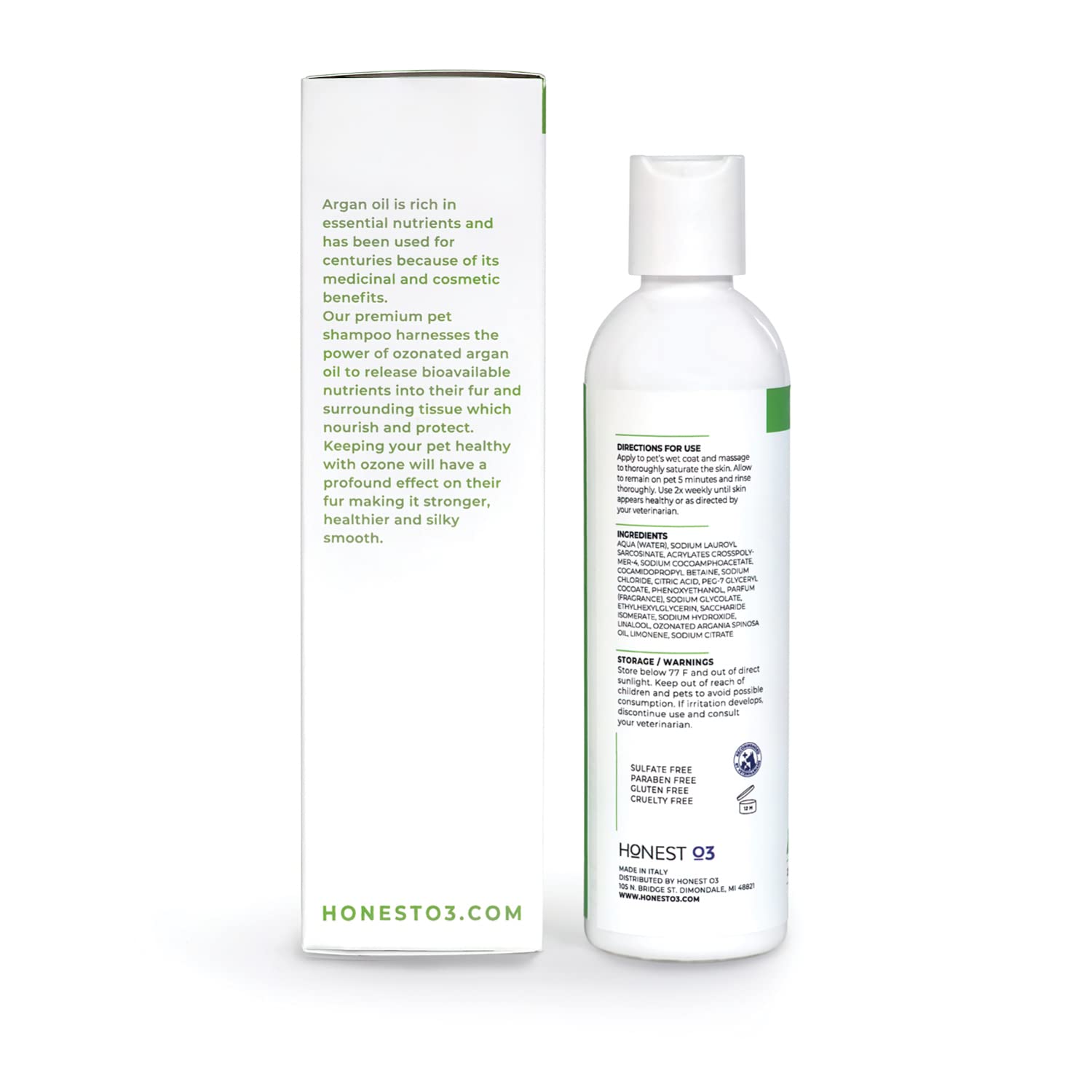 Honest O3 Pet Shampoo | Ozone Oil Infused Pet Shampoo | Natural Cleanser for Animal Skin and Fur | Ozonated Wash for Dogs & Cats | 8 Ounces