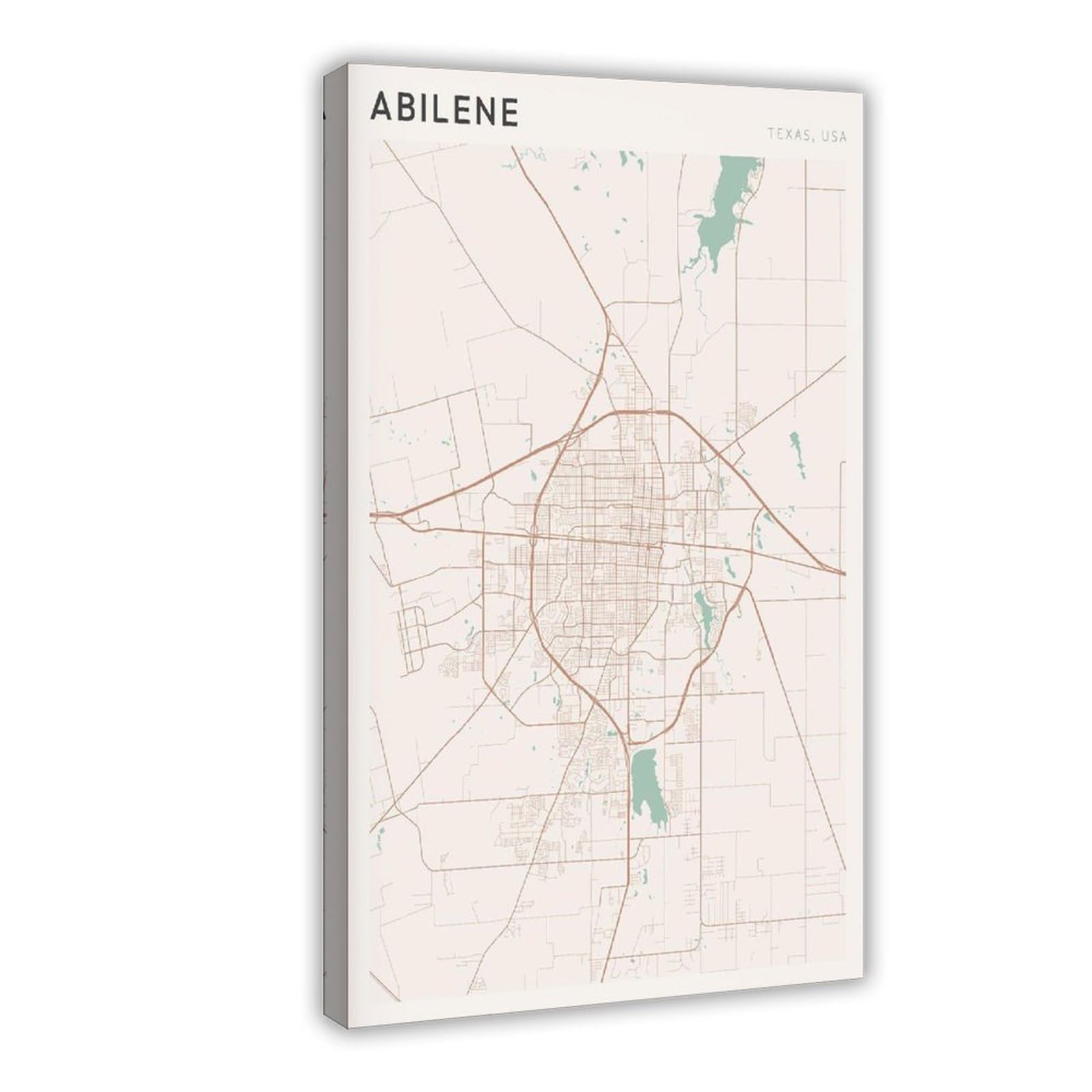 HEYANM Abilene Map Poster Abilene Print Poster Wall Art Texas Travel Gift Scandi Canvas Poster Bedroom Office Room Decor Gift Frame 20x30inch