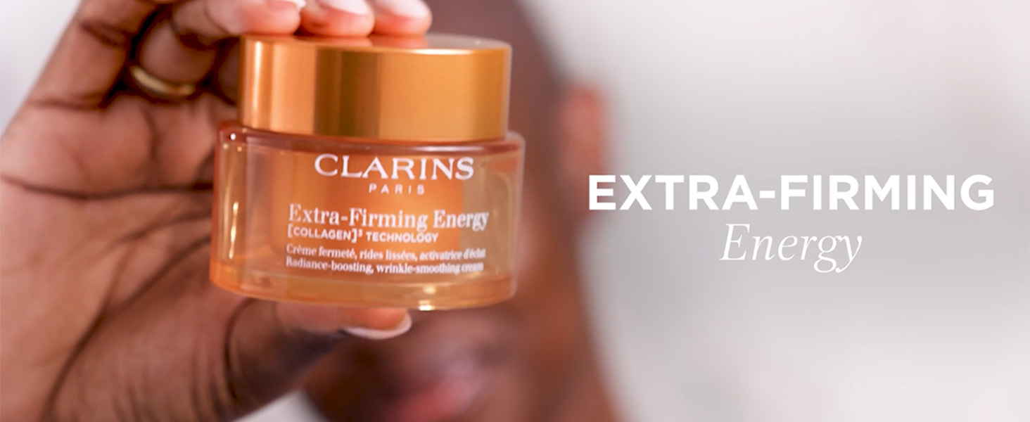 Clarins NEW Extra-Firming Energy Face Moisturizer | 2-in-1 Firming and Radiance Boosting Anti Aging Face Cream | Contains Collagen Polypeptide & Niacinamide | Refillable | All Skin Types | 1.7 Ounces