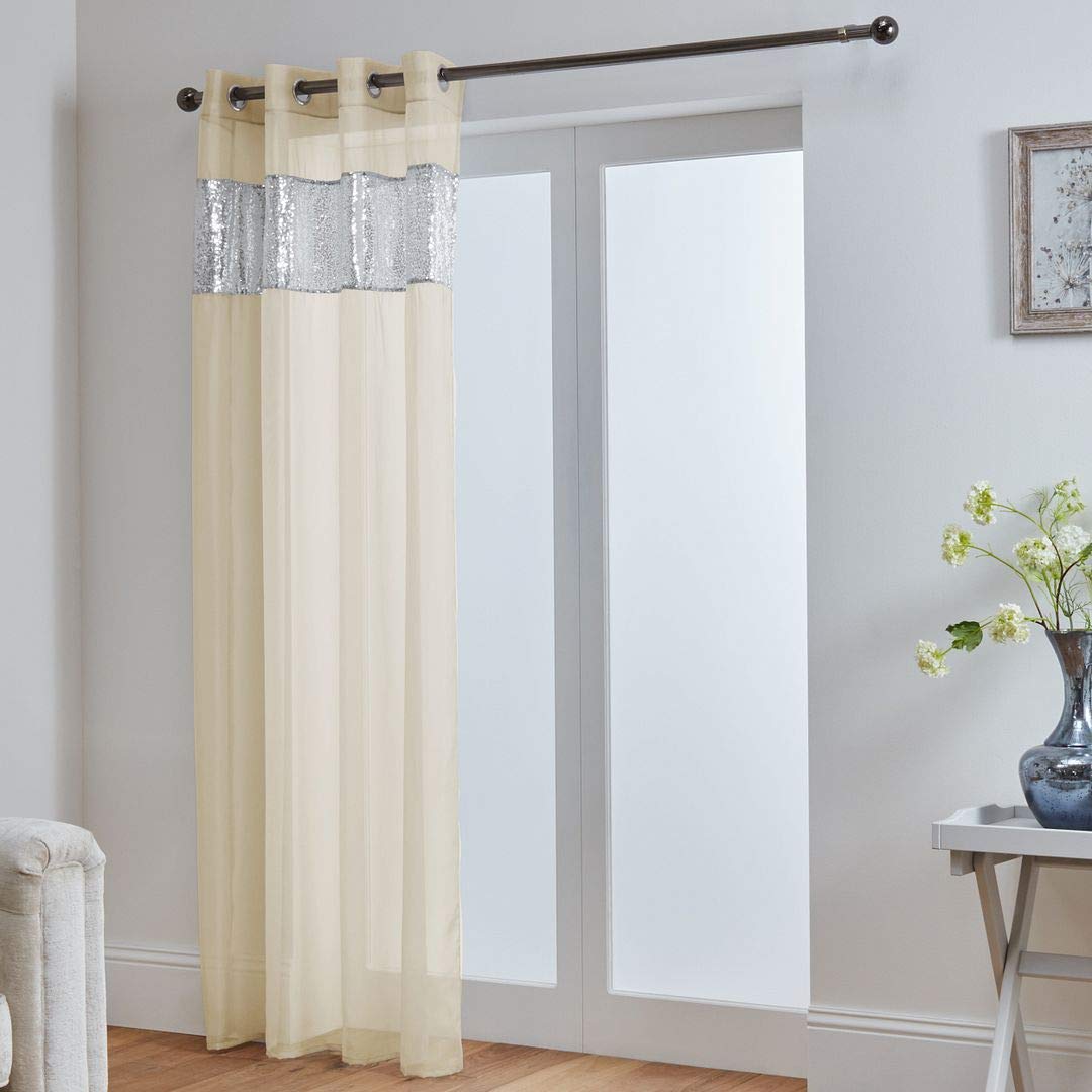 John Aird Sparkle Sequin Eyelet Voile Panel (Cream, 58" Wide x 72" Drop)