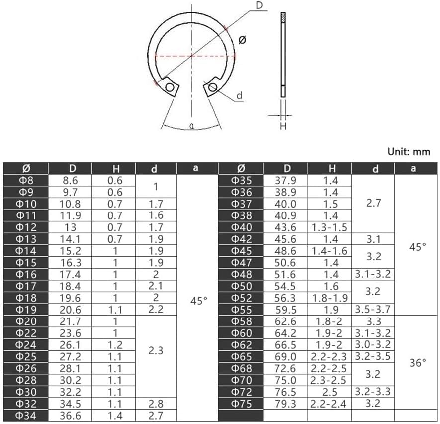 Snap Rings, External Retaining Rings, Snap Internal Circlips A2(2pcs,M14)