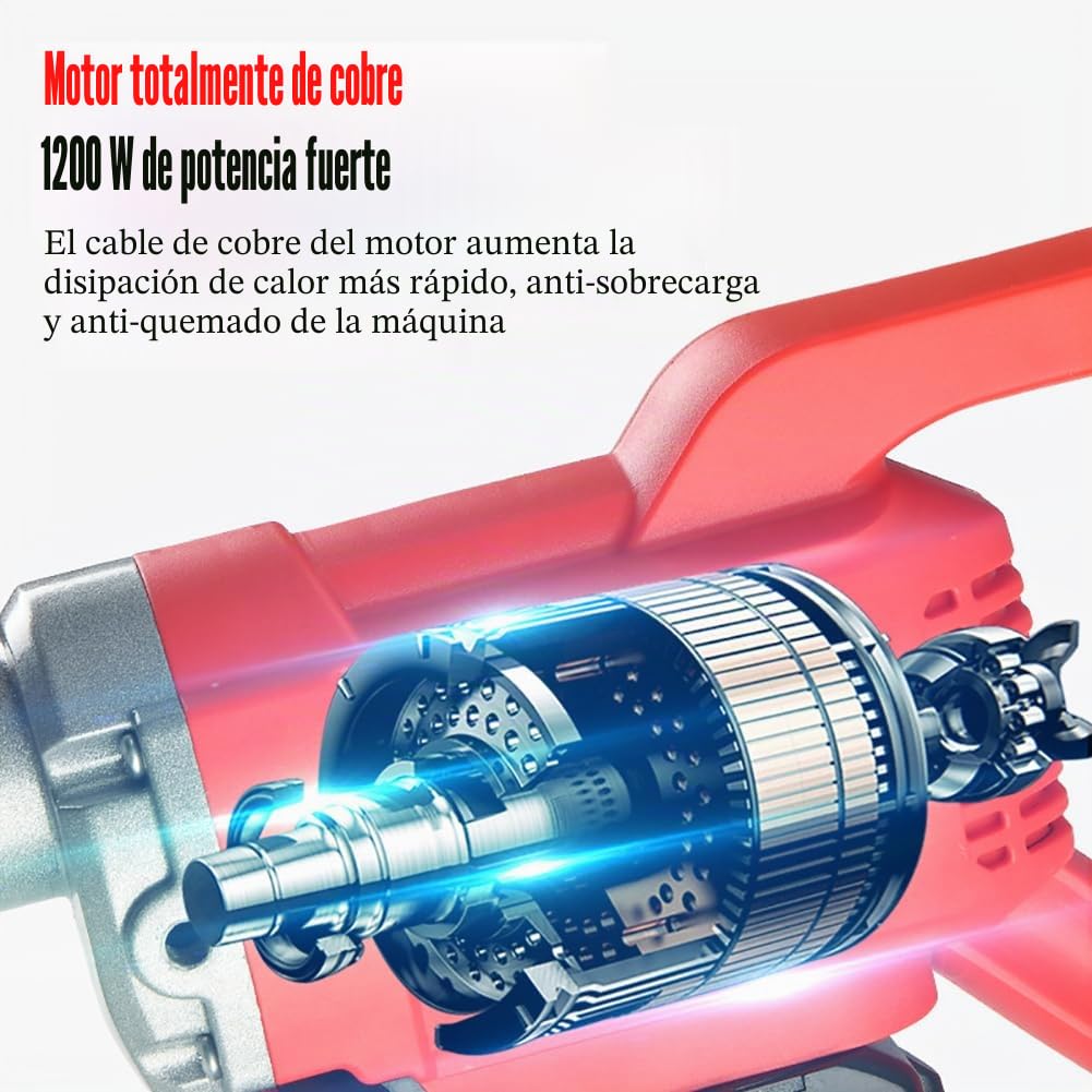 Traílla Eléctrica para Hormigón, Regla Vibratoria para Hormigón De 1200 W, Dos Baterías De Litio De 6000 MA, Traílla De Acero Inoxidable De 150 Cm, para Ahorrar Mano De Obra, Tiempo