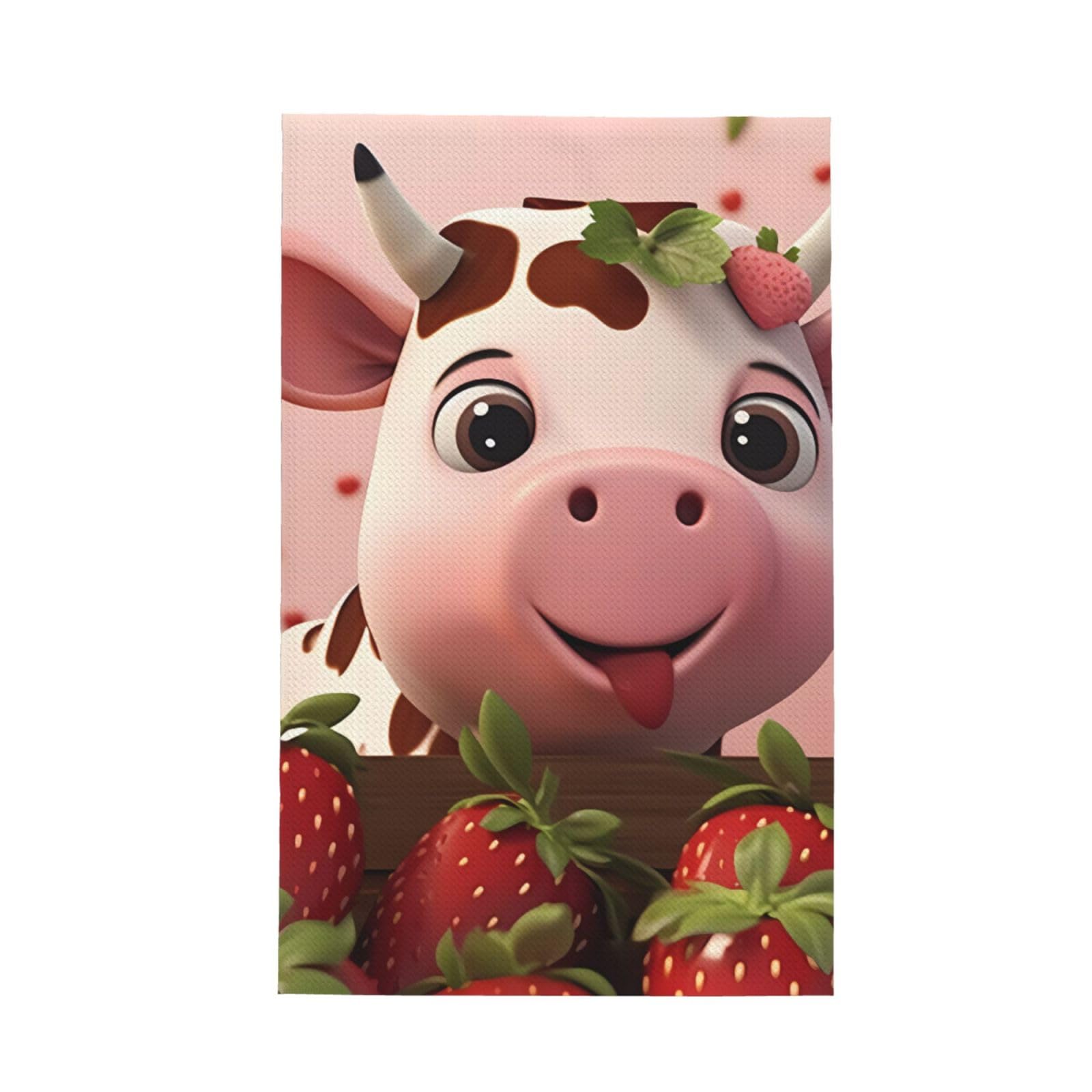 SXZVVBN Cows and Strawberries Super Absorbent Microfibre Waffle Towels Fast Drying Dish Cloths Home Cafe Barista