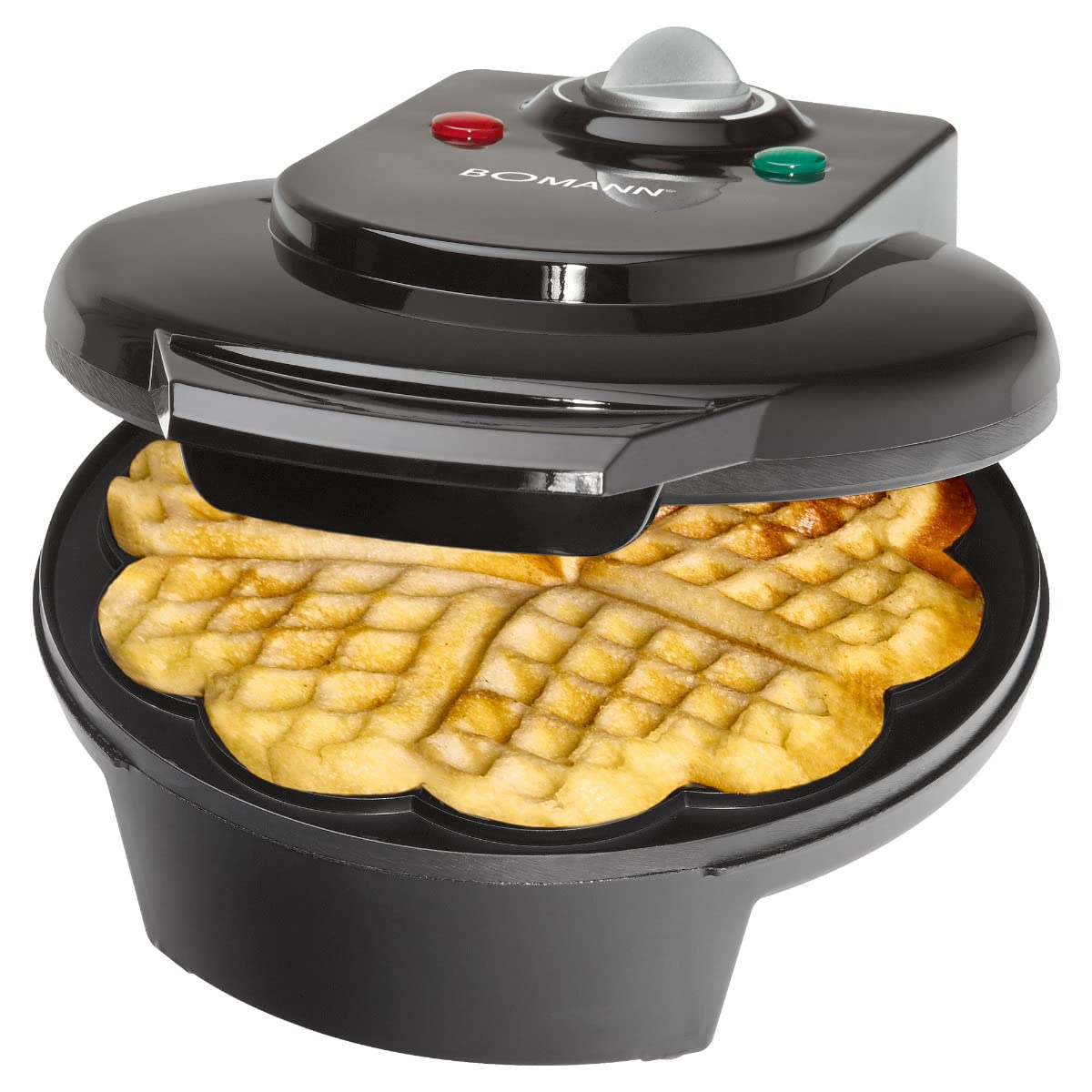 Bomann - mod. WA 5018 CB - Piastra per waffles, con base a forma di cuore, potenza: 1200 W nero