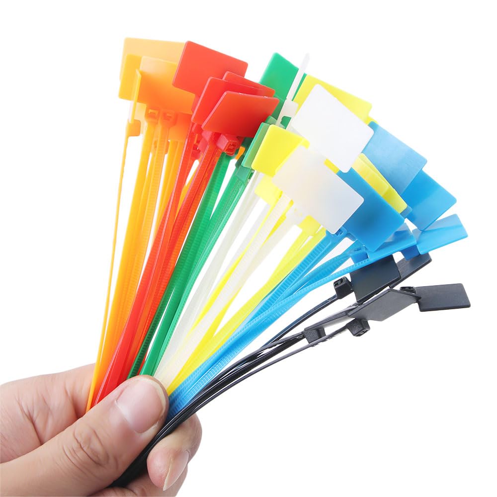 Cable Zip Tie With Tag 100 Pcs Wire Zip Ties With Label Self-Locking, Plastic Nylon Cable Ties Cables Labels Tags Write On Plastic Tie, Home Office Wire Marking And Organizing - View #11