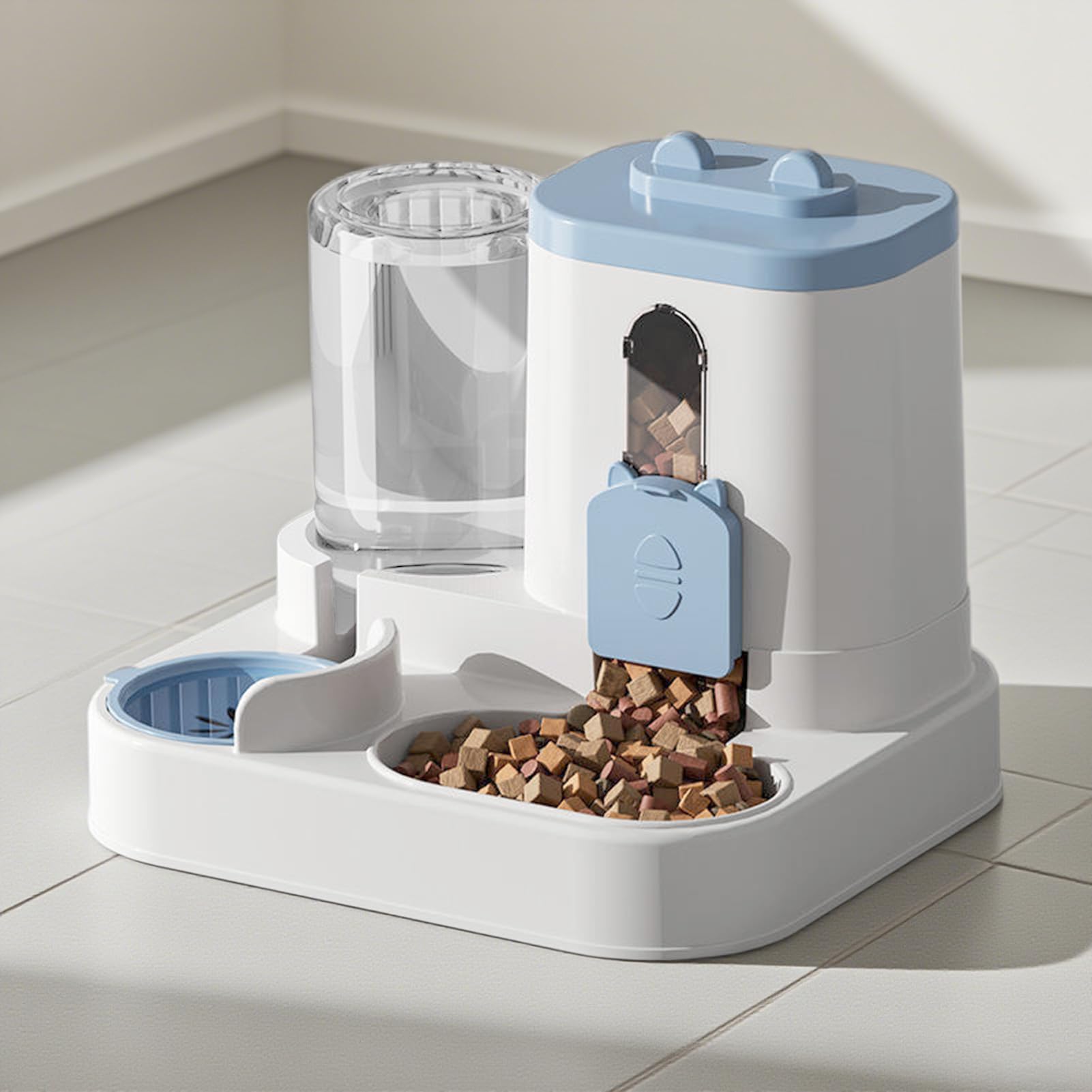 Distributore automatico 2 in 1 per gatti e cani, con serbatoio d'acqua e crocchette, mangiatoia e abbeveratoio grande capacità per animali domestici interni