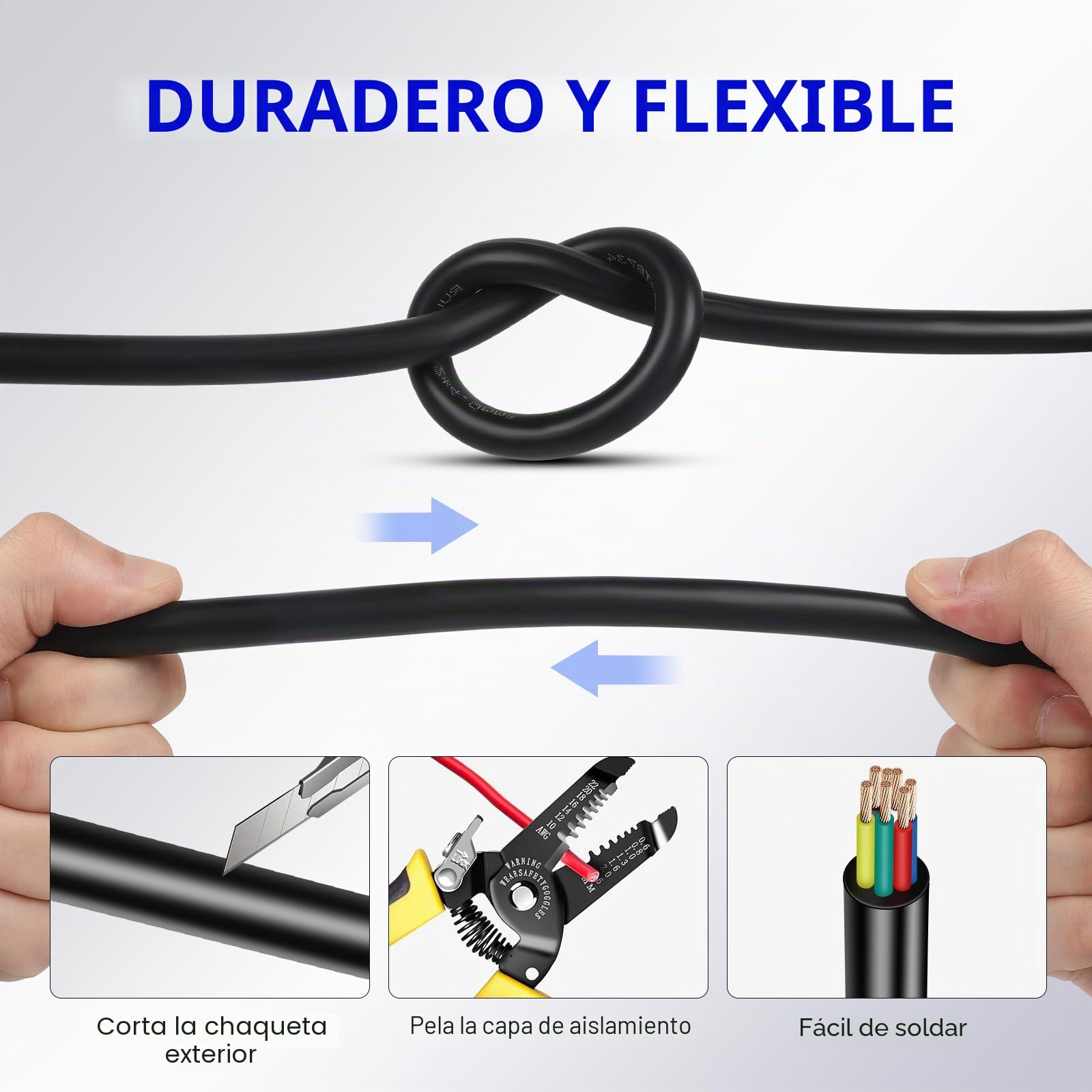 AOHEWEI Cable de 7 núcleos para remolque, cable de remolque de 10 m, cable de remolque de 7 núcleos, color negro para caravana y camiones