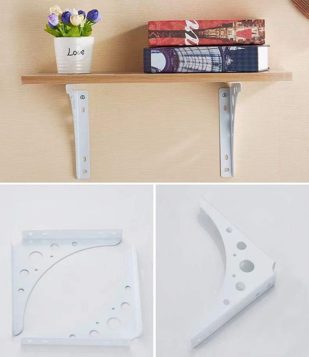 with Screws Supports Shelf Brackets Heavy Duty Floating Shelf Brackets Metal Shelf Bracket Right Angle Support Bracket Brackets Wall Mounted (300mm*300mm,White) (White 300mm*300mm)