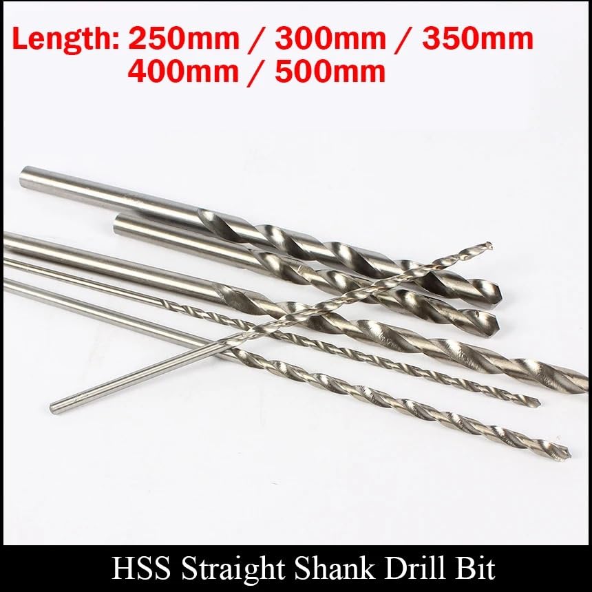 1 pz 5.3mm .4mm .5mm .6mm 250mm 300mm 350mm 400mm 500mm Extra Lungo Metallo Legno Acciaio Ad Alta Velocità HSS Codolo cilindrico Twist Punta da trapano(1Pc 5.3mm,500mm)