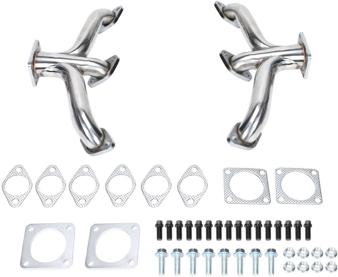 1932-1953 Ford Flathead V8 Hot Rod Exhaust Headers Stainless Steel Fits 136 221 239 255 337 Engines Classic Ford Pickup Car Header Set Includes Gaskets & Hardware Direct Bolt On Replacement Manifold