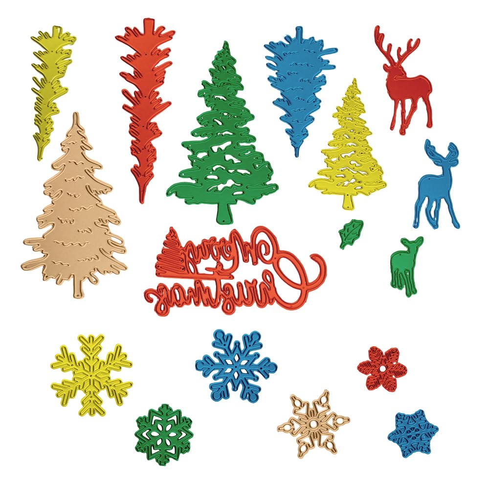 Fustelle Natalizie a Forma di Albero di Natale e Fiocco di Neve, Fustelle in Metallo 3D per Scrapbooking