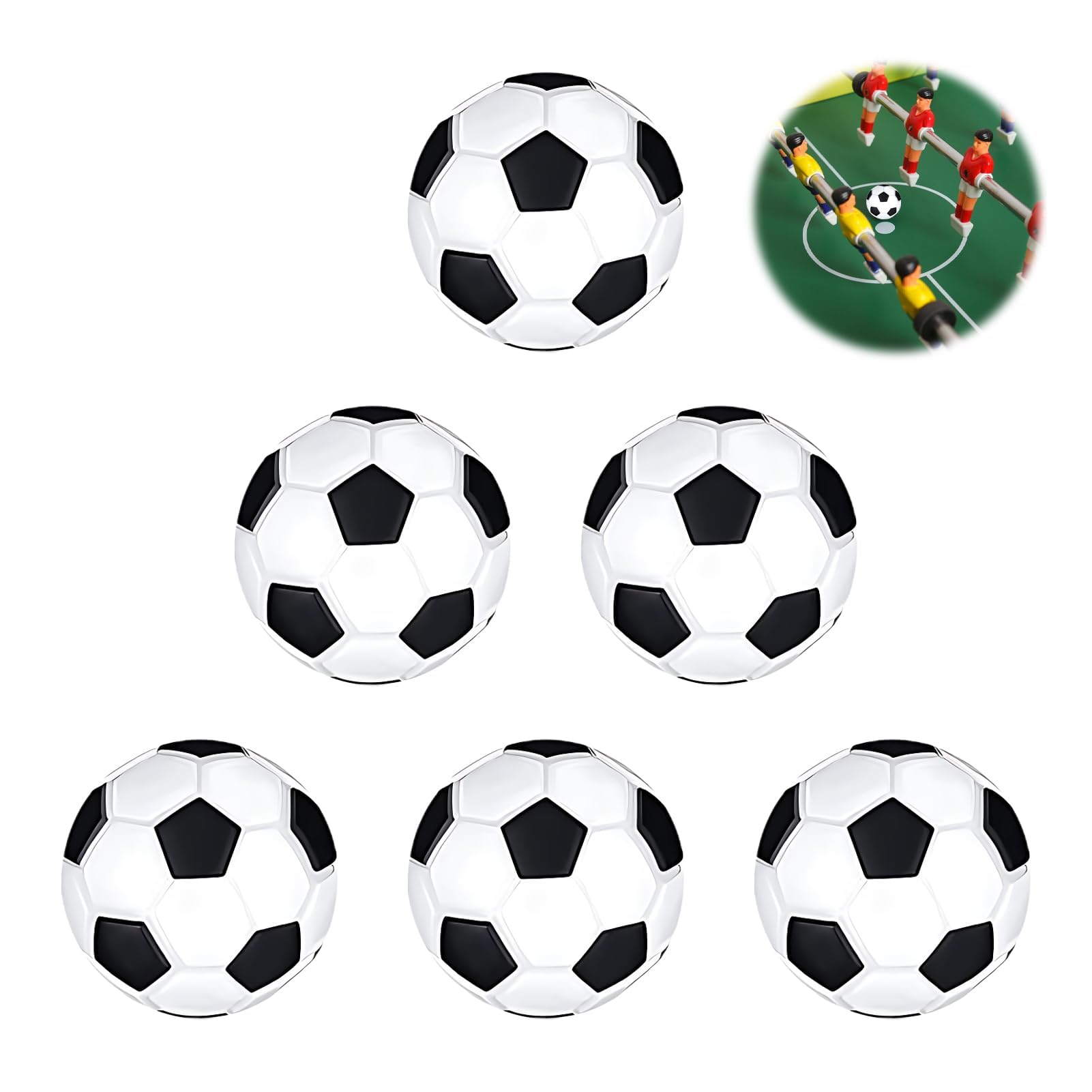 Table Football Balls,6pcs 28mm Table Soccer Foosballs Replacement Balls,Mini Black and White Tabletop Game Soccer Balls for Kids Adults Football Table Game, Party Favours