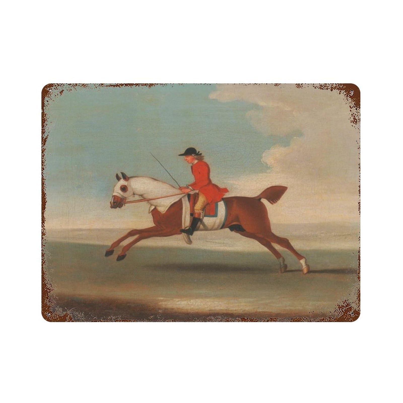 xiaoxiaoshen Horse Rider, Vintage Oil Painting, Equestrian, Rustic, Able Wall Decor Art Metal Tin Poster Modern Home Decor Art Home Bar Shop Decorations Vintage Sign 30x40cm