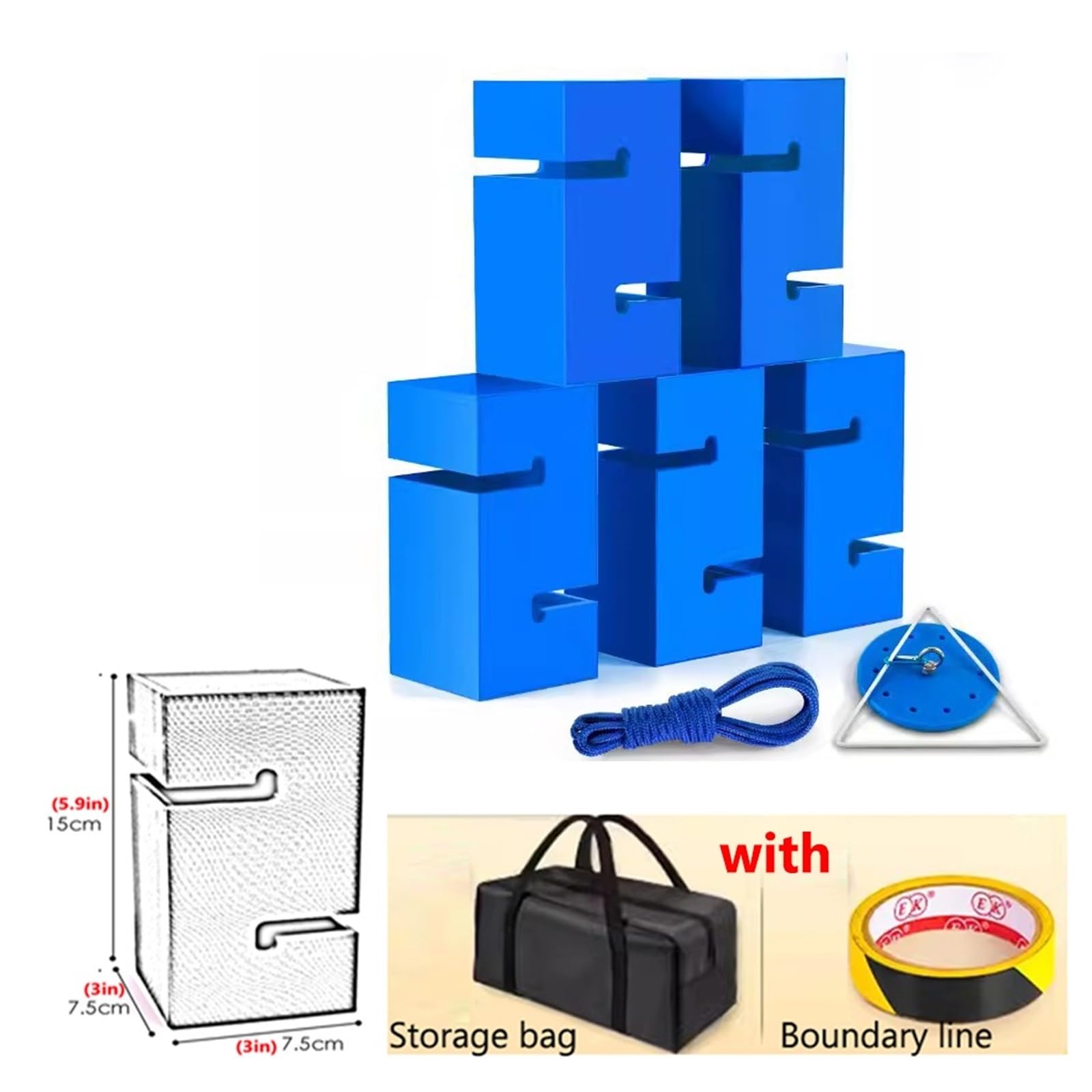Zestaw klocków do budowania w zespole, Gra blokowa do budowania zespołu Wieża Wielokolorowa 5/8/10 szt(Blue,5PCS)