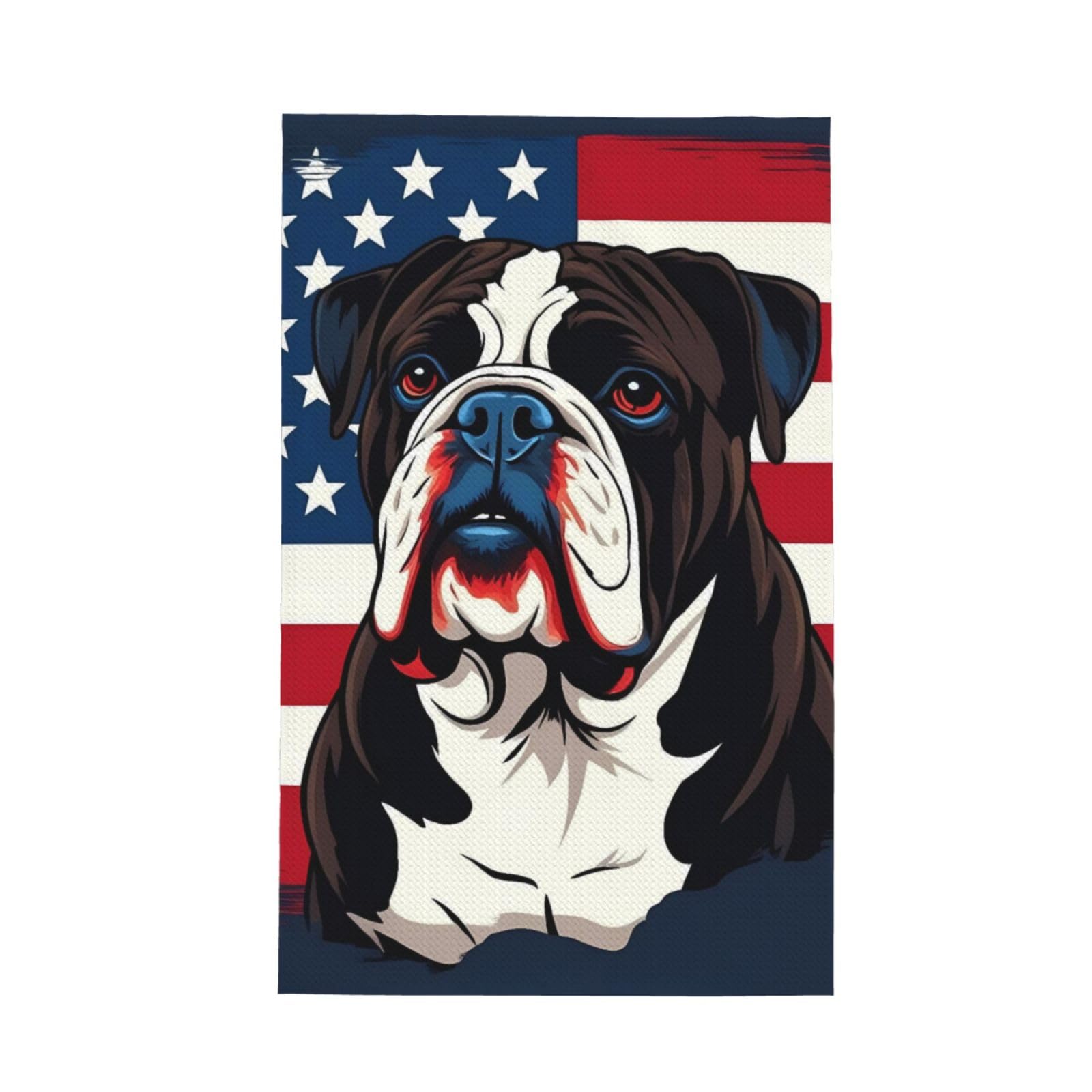 Anceky Patriotic Bulldog Art for Absorbent Kitchen Towels, 16x26 Inch Quick Dry Cleaning Dishcloths