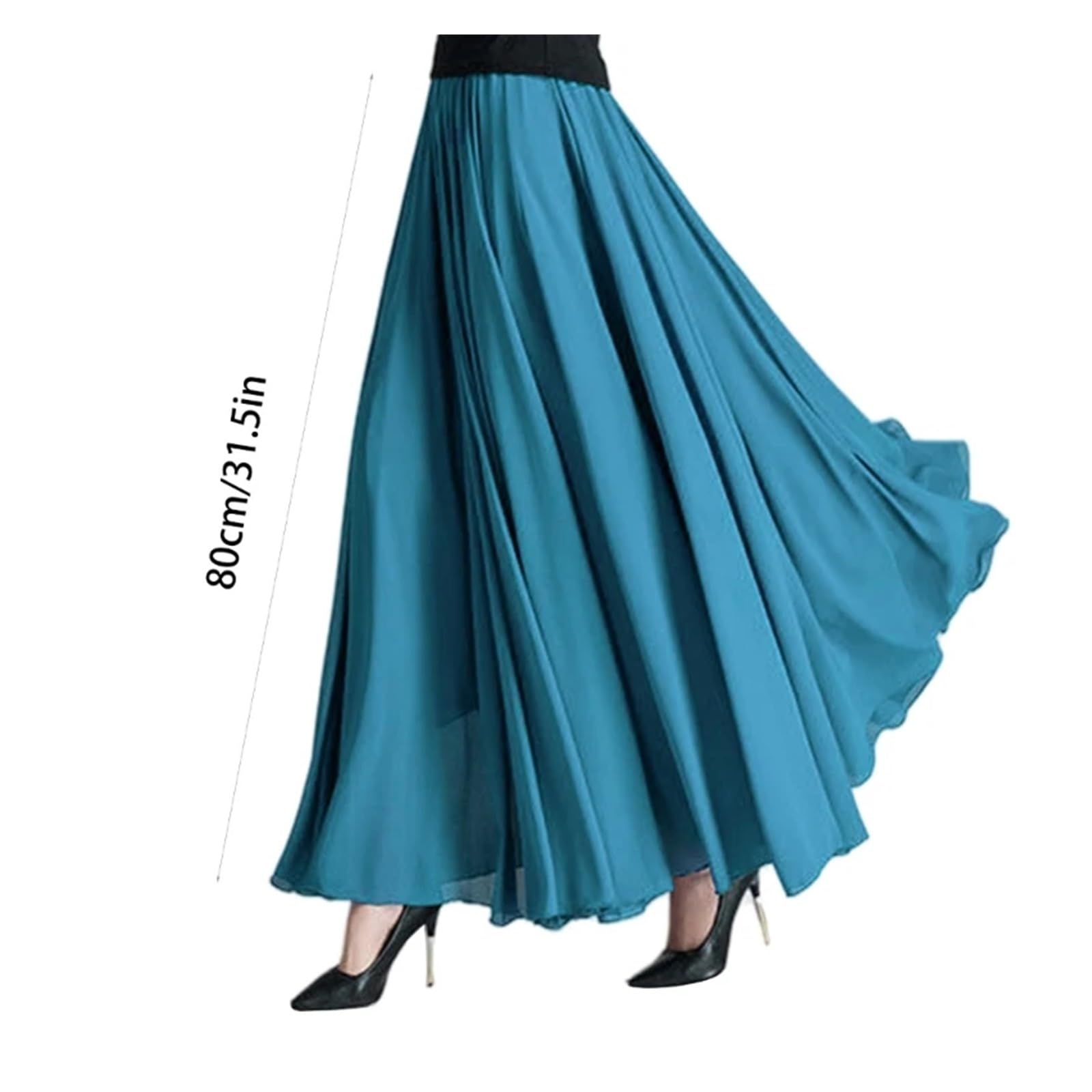Jupe Longue Femme Jupe de Danse lyrique for Femmes, Double Couche, en Mousseline de Soie, Taille élastique, Grande Jupe Longue for Les Festivals de Danse