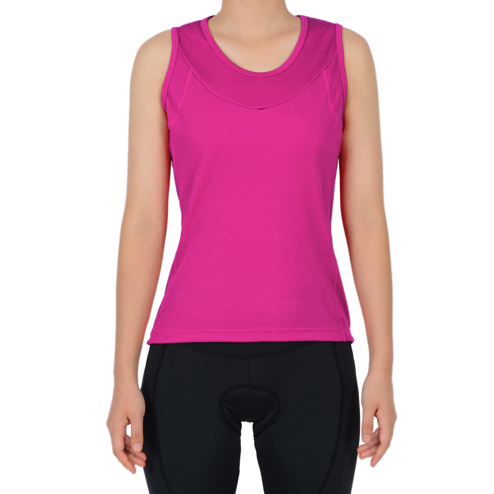 Canotte da ciclismo da donna, scollo rotondo, per corsa, sport, palestra, filatura, senza maniche, con tasche, Viola, XXL