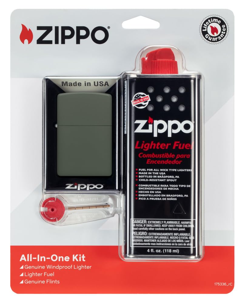 Amazon.com: Zippo All-in-One Kit with Green Matte Windproof 