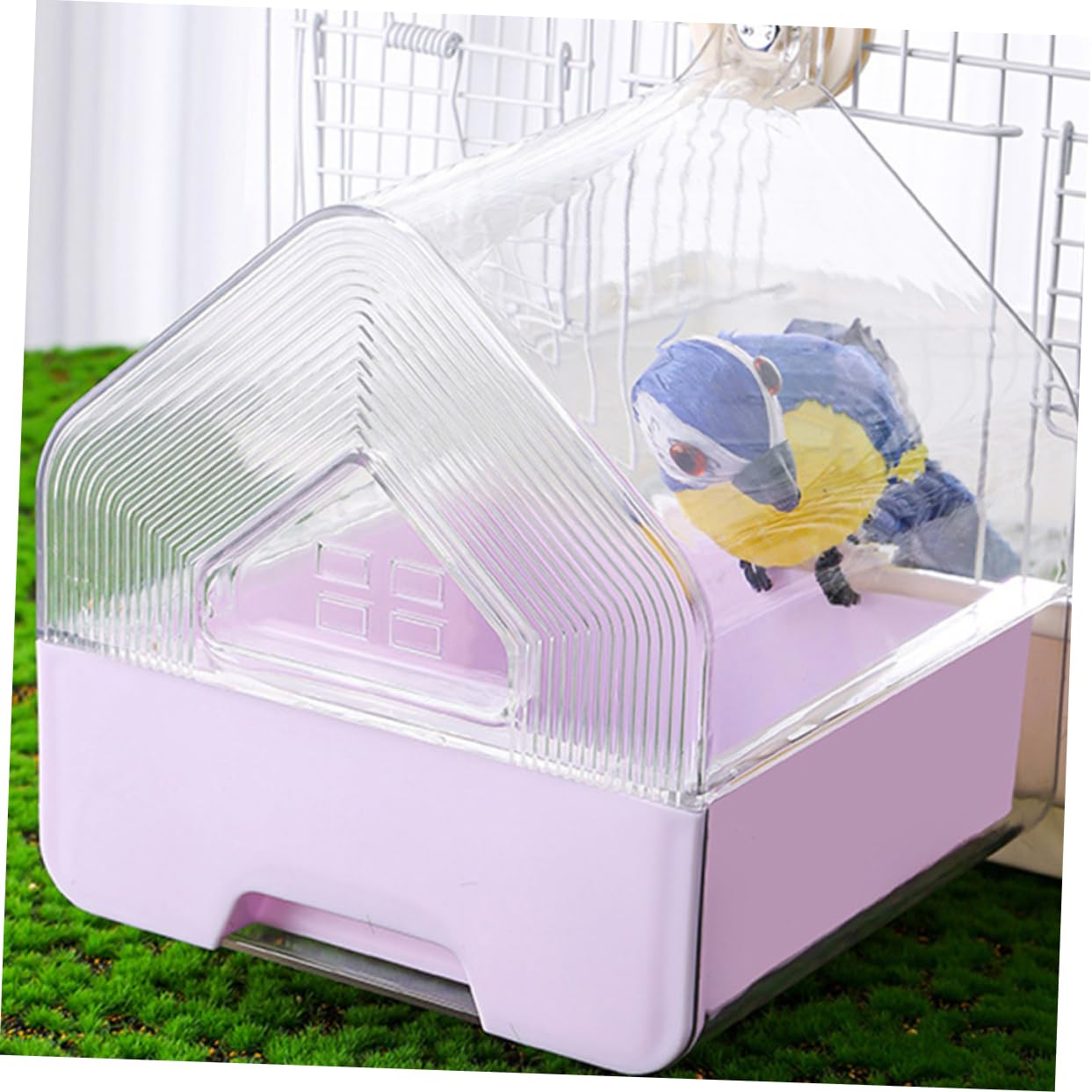 Supvox 2 Stück Vogelbadewanne zum Hängen Transparent mit Schublade Multifunktional als Vogelkäfig Duschbox für Sittiche Nymphensittiche und Kleine Papageien Baden und Füttern