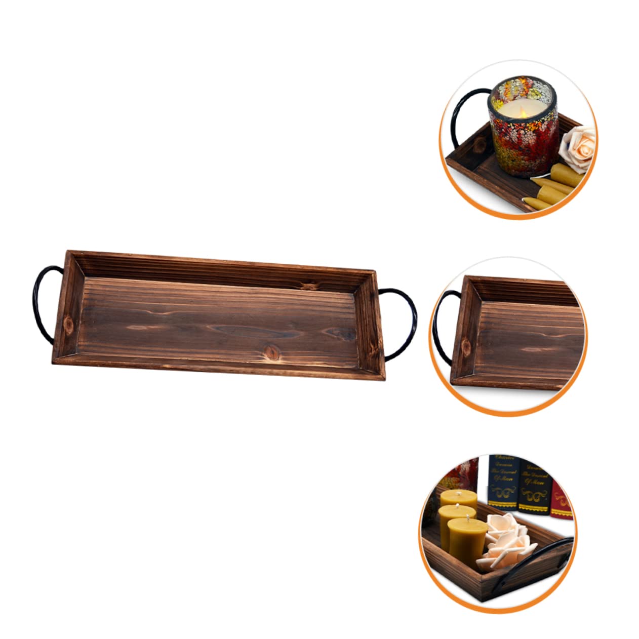 Bandeja de Madera para Velas, Soporte Rectangular Rústico