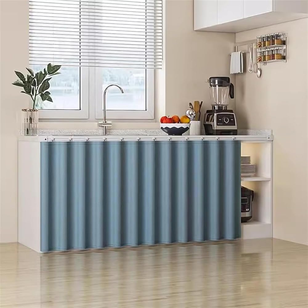 Tende Corte Per Cucina, Tenda Per Porta Antipolvere Per Ripiano Dell'armadio, Tenda Per Armadio Aperto, Non Richiede Forature(Blue,180x100cm/71x39in)