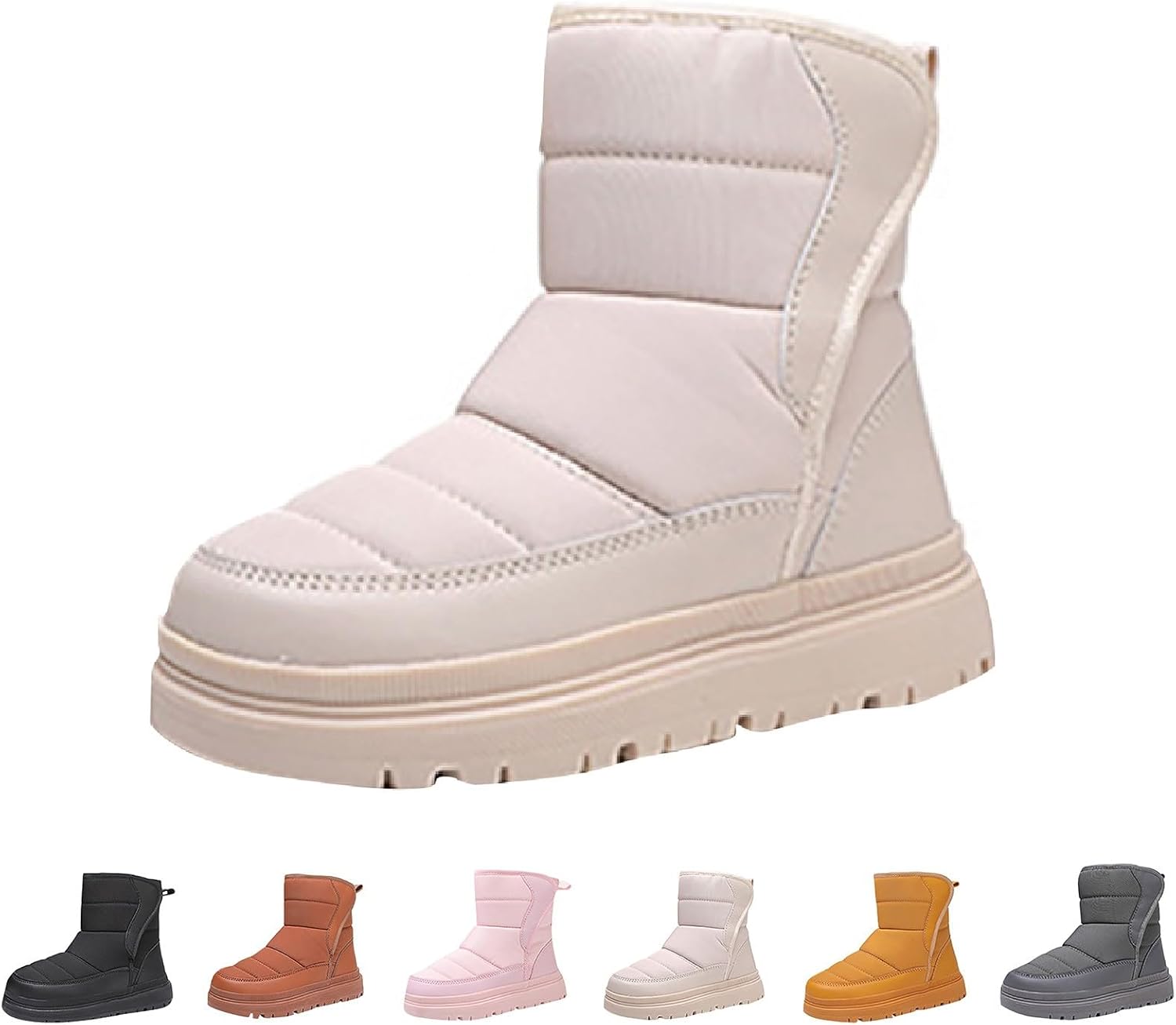 Girls Chunky Sole Snow Boots Winter Waterproof Fleece Lined Snowboots Kids Toddler Padded Warm Flat Walking Booties