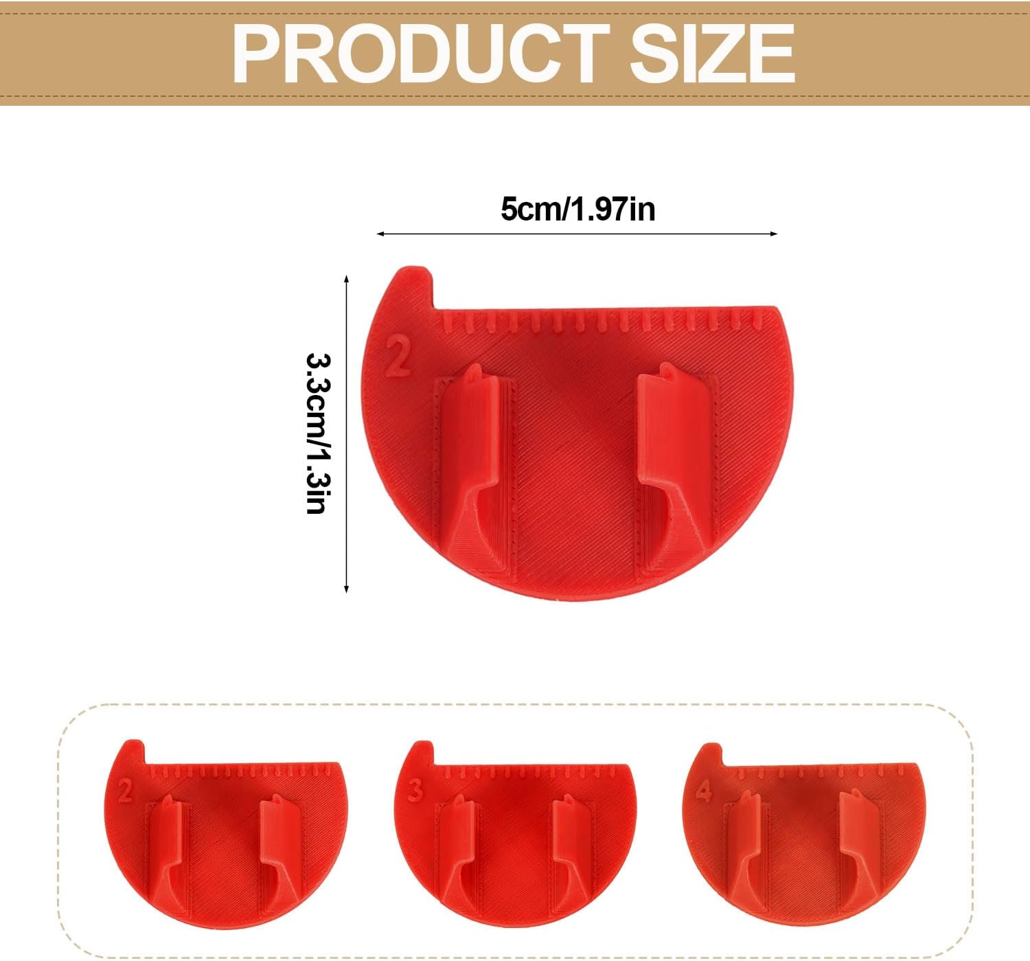 3 Pcs Sewing Finger Rulers, Mini Hand Sewing Thumb Guide 2/3/4mm Finger Ruler Template Kit for Precision Hand Quilting Tool (Red) image 2