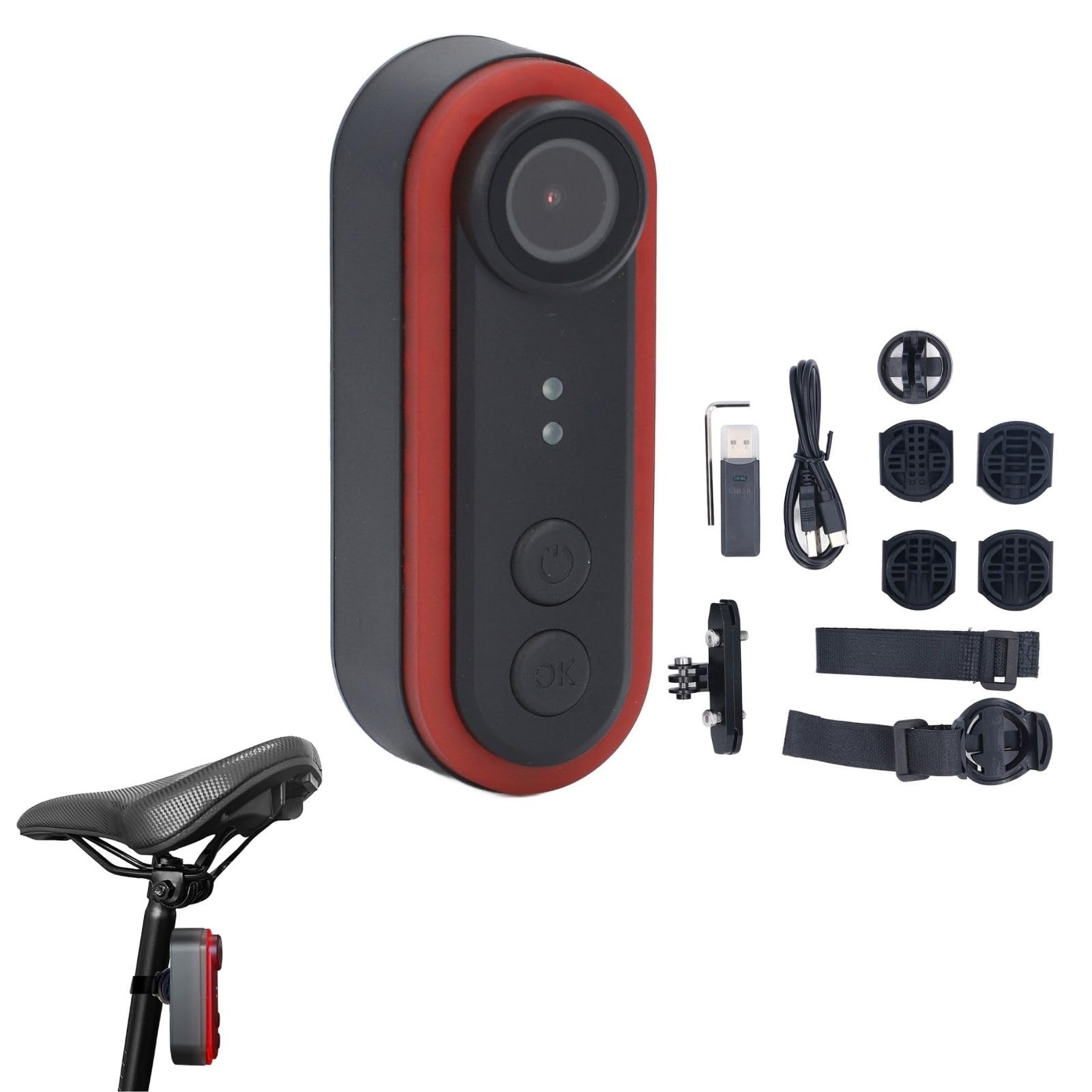 Caméra Vélo avec Feu Arrière, Camera de Vue Arrière 1080P HD Grand Angle de 150 Degrés Caméra Sport Étanche IPX6 Batterie 3500 mAh Connectez-Vous avec Votre Smartphone, Vidéo en Temps Réel