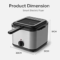 Vista 7 de Freidora Eléctrica de Aceite de Acero Inoxidable de 1000 W - Freidora Eléctrica de Aceite 2.5L – Freidora de Temperatura Ajustable con Canasta
