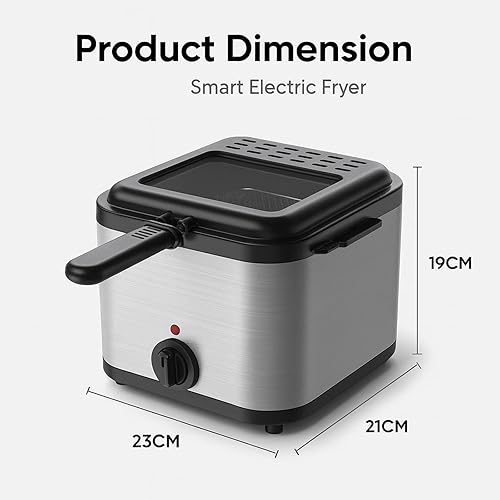 Miniatura 7 de Freidora Eléctrica de Aceite de Acero Inoxidable de 1000 W - Freidora Eléctrica de Aceite 2.5L Freidora de Temperatura Ajustable con Canasta,