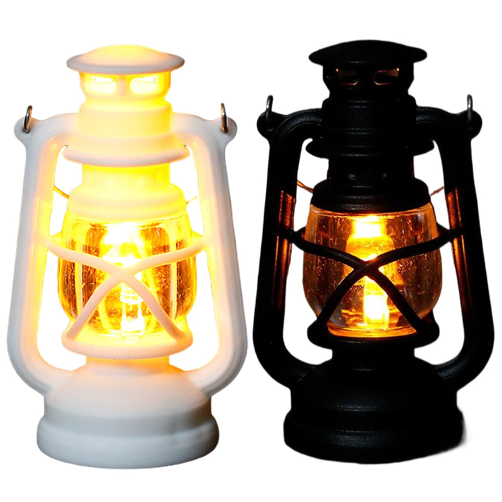 DAGLLGEW 2Pcs Dollhouse Lighting Small Retro Glowing Oil Lamp Dollhouse Miniatures Creative Lights Battery Operated for Accessories
