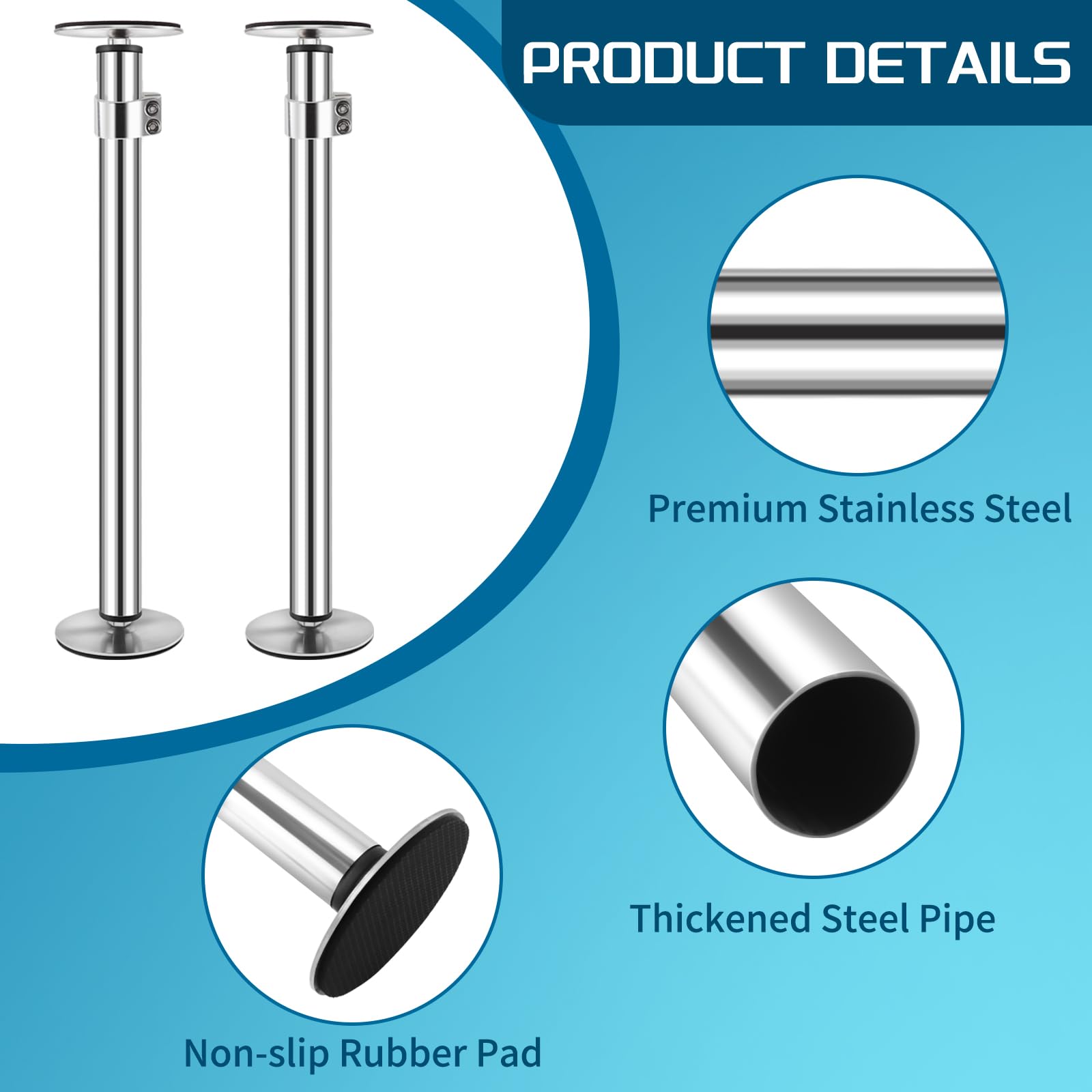 Staffe sottotop per lavello, asta di supporto regolabile da 45 a 79 cm, in acciaio inox, kit di riparazione per cucina, bagno (confezione da 2)